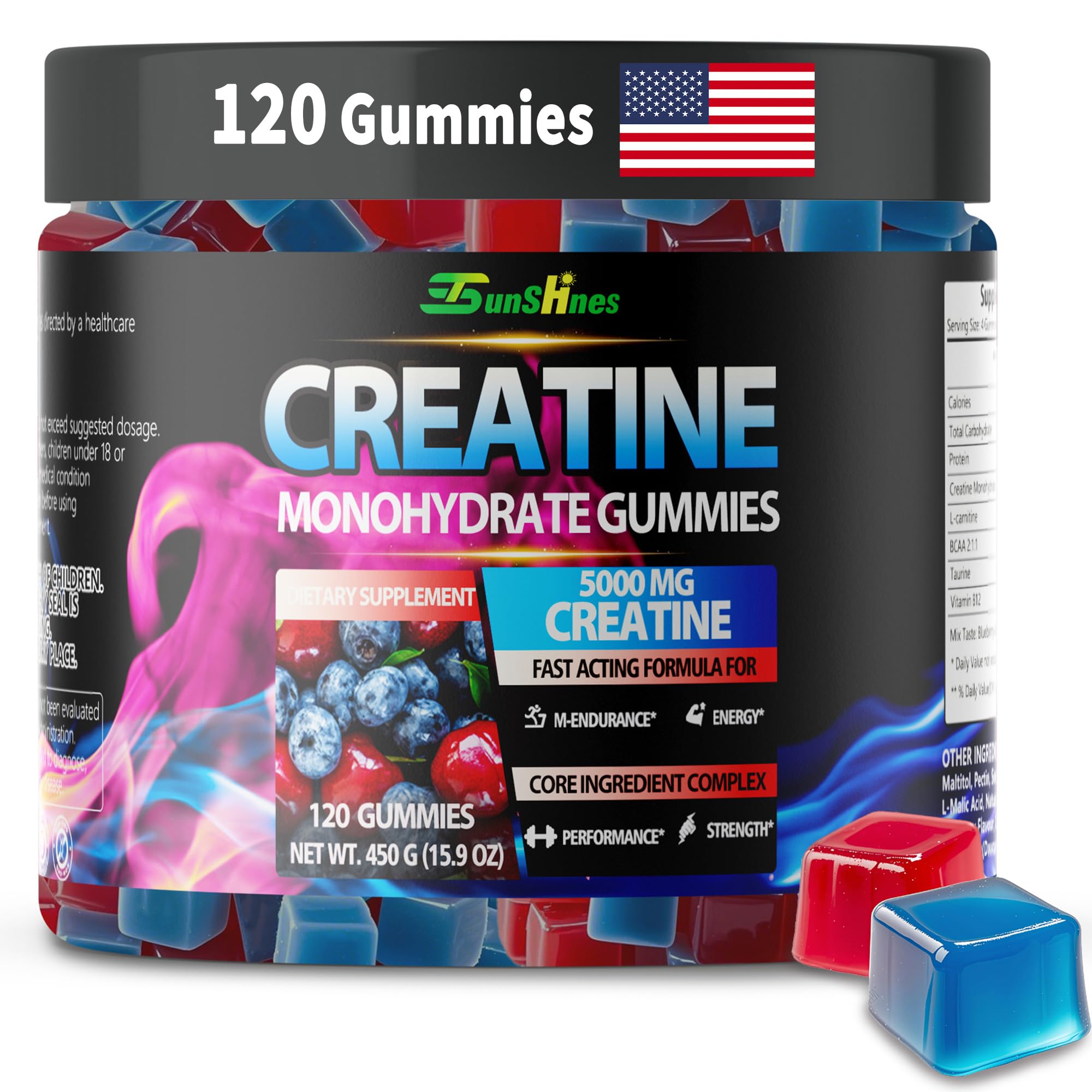 tsunshnes Creatine Monohydrate Gummies front view packaging