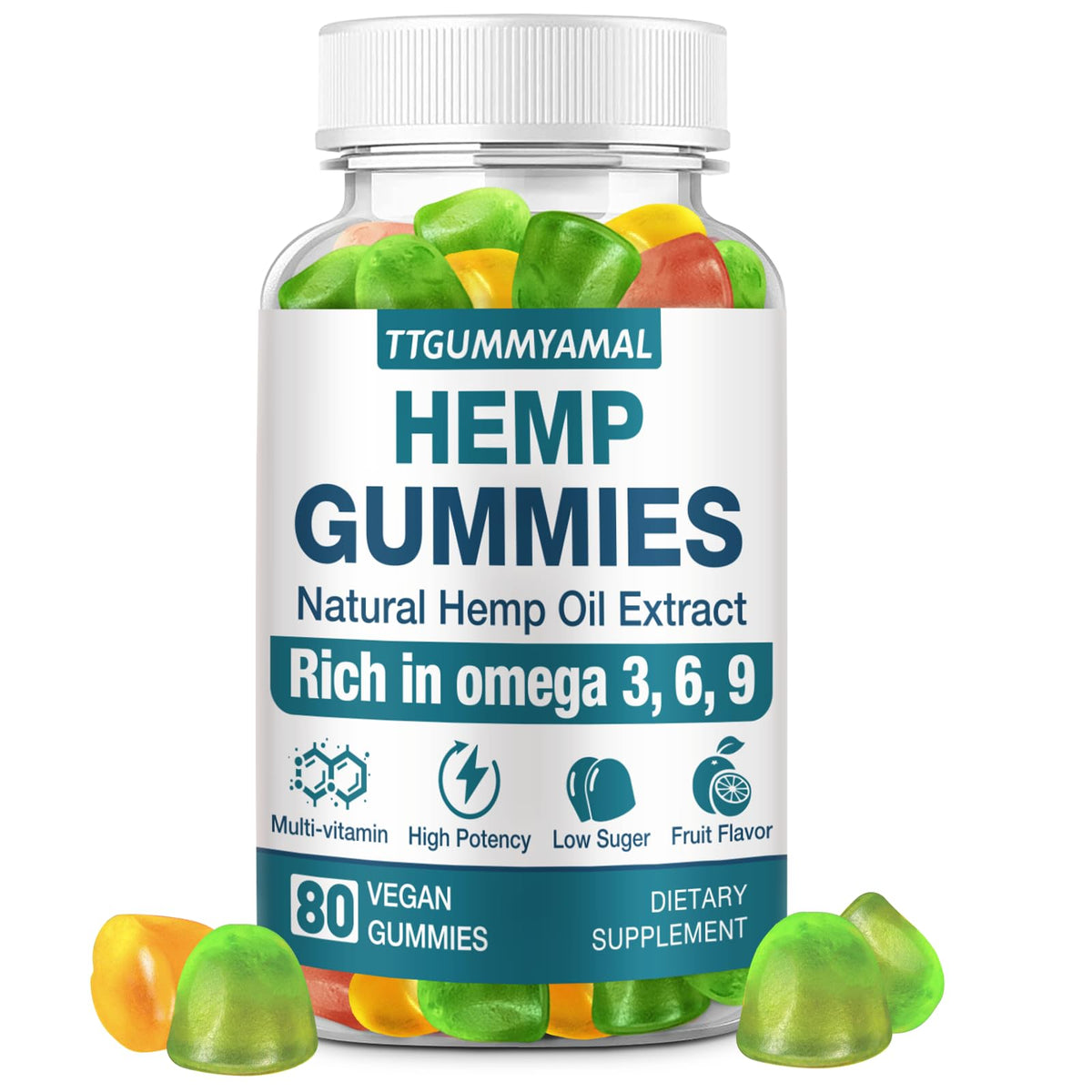 TTGUMMYAMAL Hemp Gummies front view with packaging