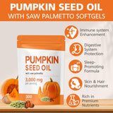 TTGUMMYAMAL Pumpkin Seed Oil & Saw Palmetto 300 Softgels back label