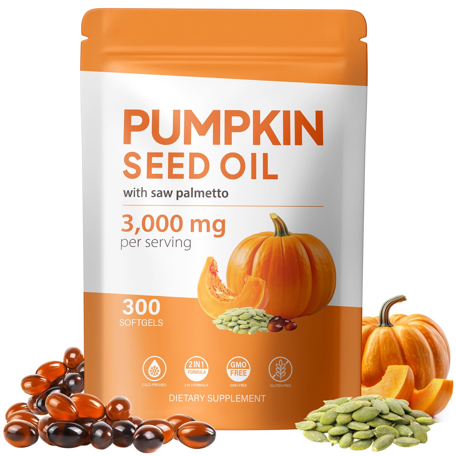 TTGUMMYAMAL Pumpkin Seed Oil & Saw Palmetto 300 Softgels front view
