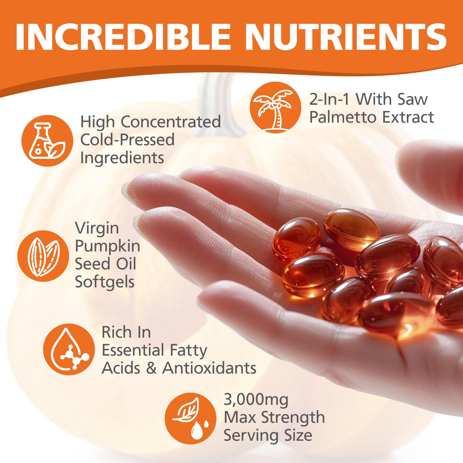 TTGUMMYAMAL Pumpkin Seed Oil & Saw Palmetto 300 Softgels softgel close-up