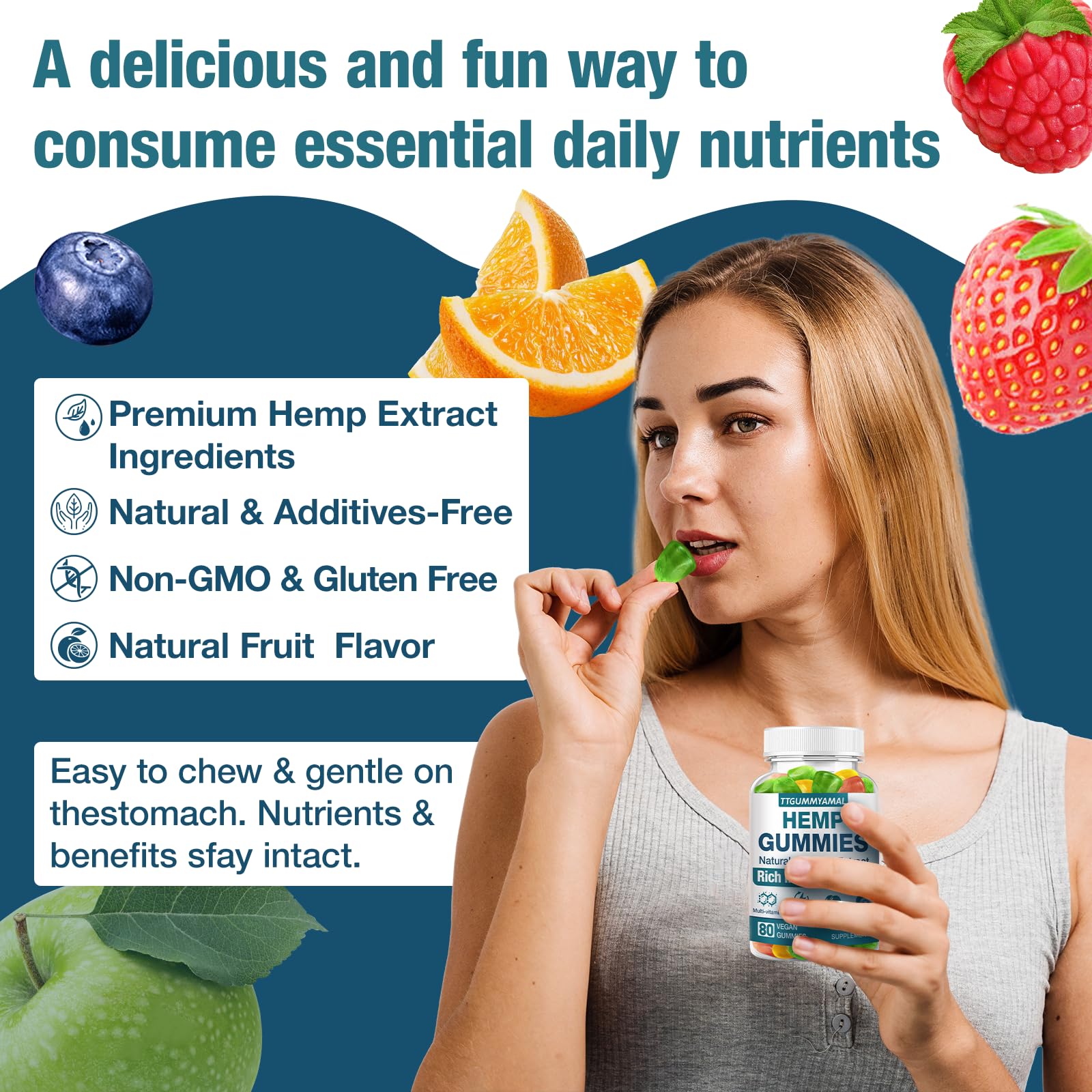 TTGUMMYAMAL Vegan Hemp Gummies side view packaging