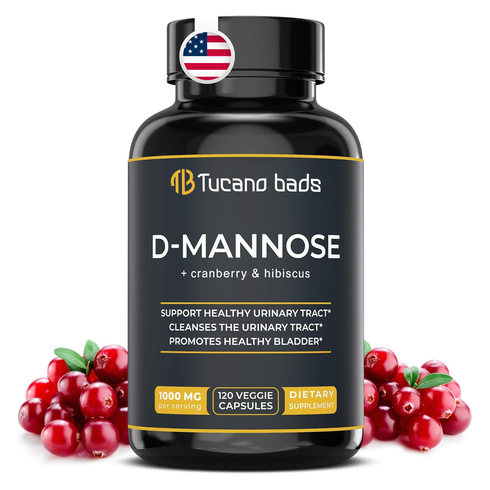 Tucano Bads Cranberry D Mannose Supplement bottle front view