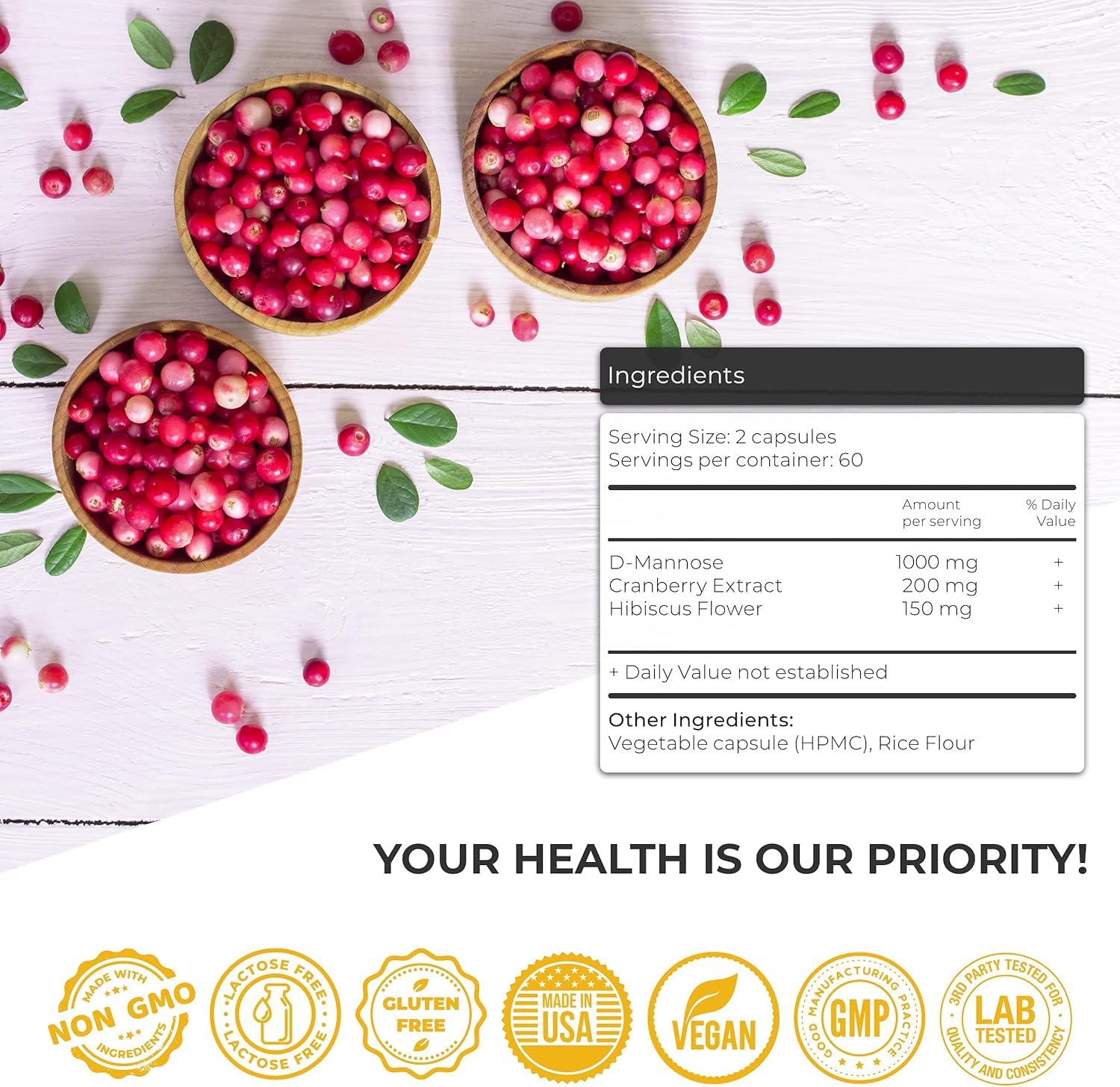 Tucano Bads Cranberry D Mannose Supplement capsules close-up