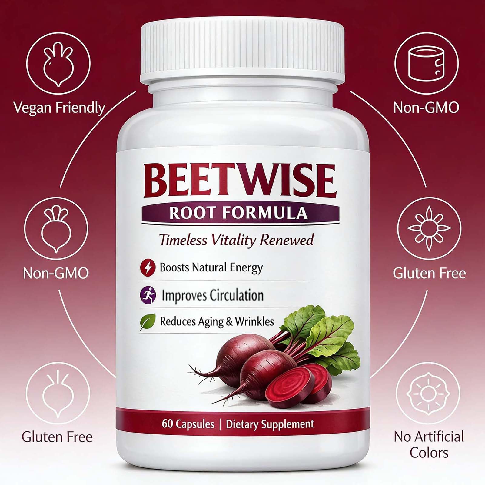 Tufonra Beetroot Capsules on a kitchen counter
