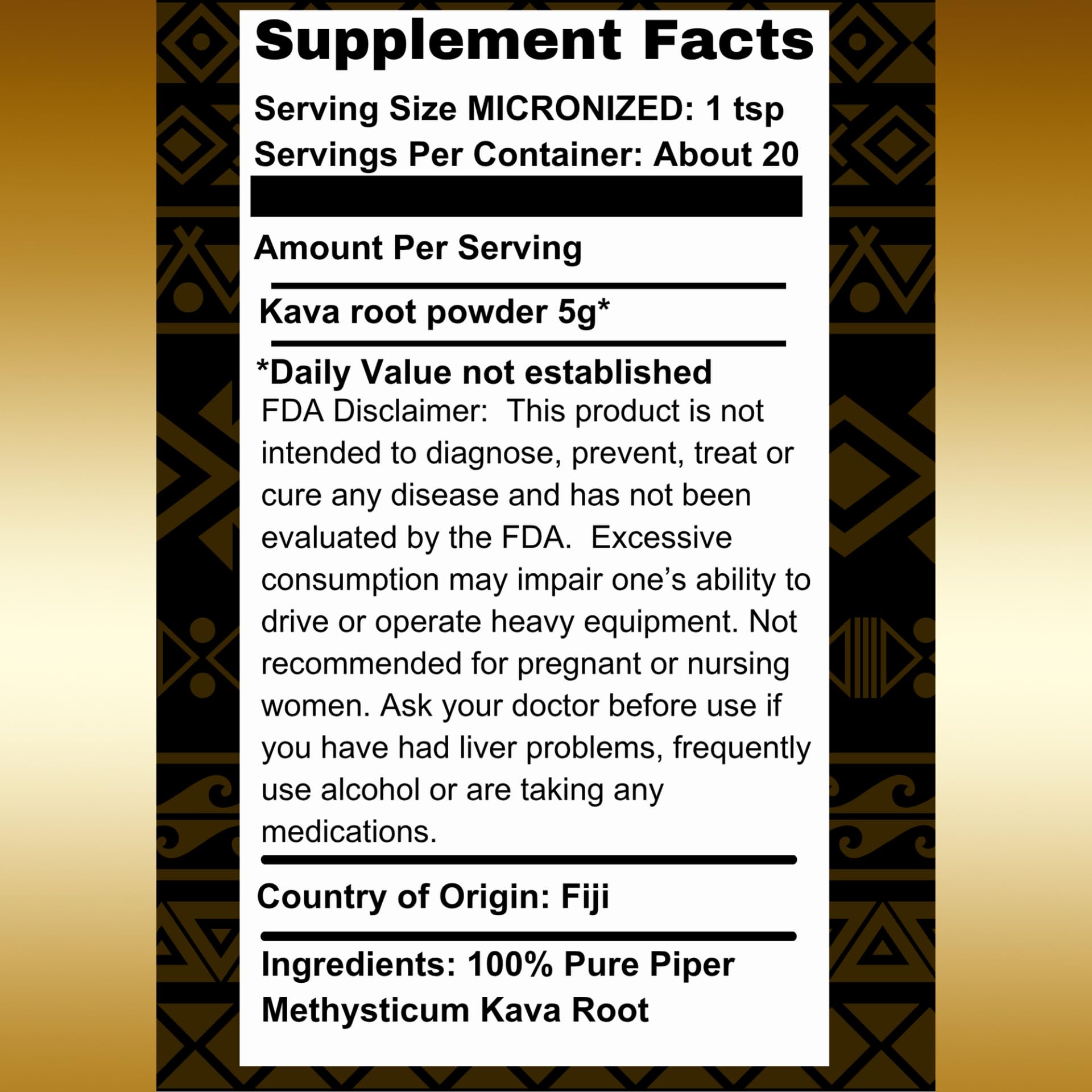 TUI KAVA Micronized Noble Kava Root Powder 100g with coconut water