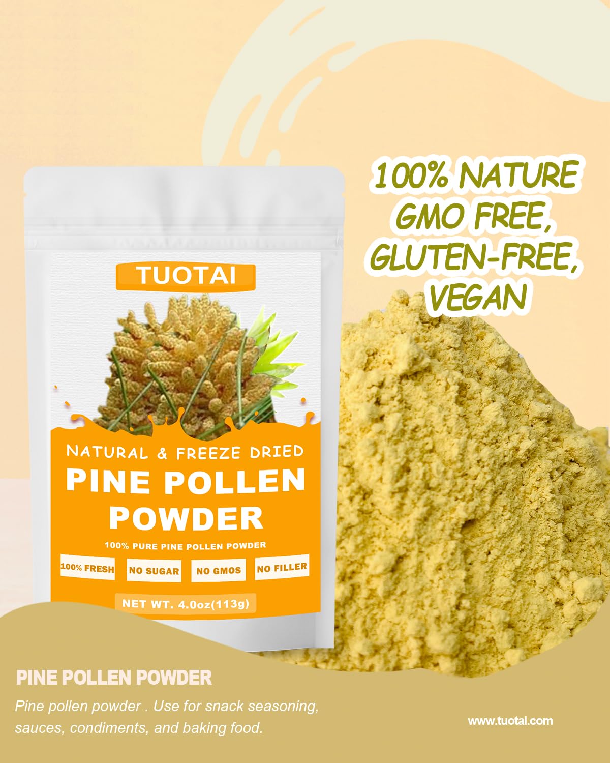 TUOTAI Pine Pollen Powder 113g top view