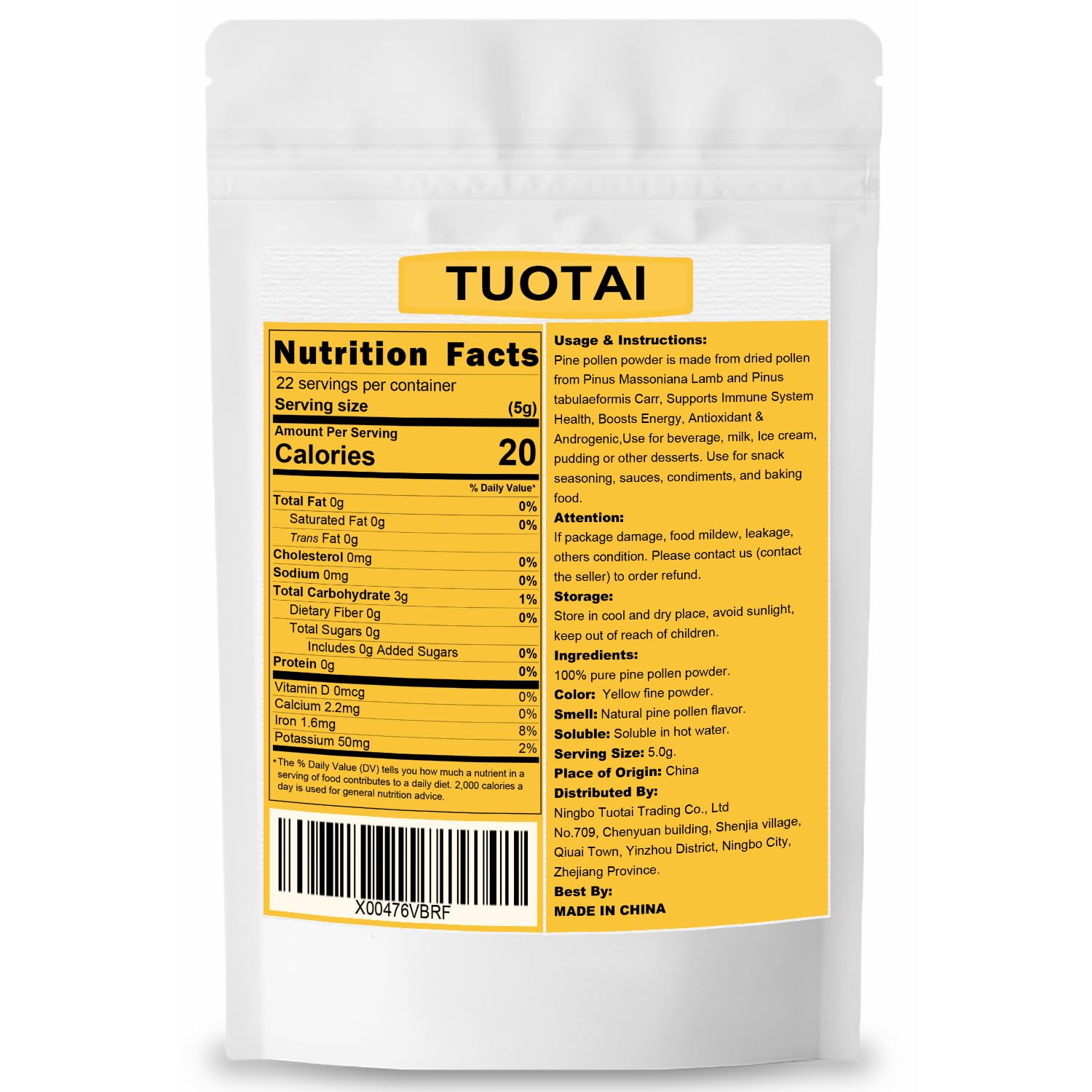 TUOTAI Pine Pollen Powder 113g with dessert