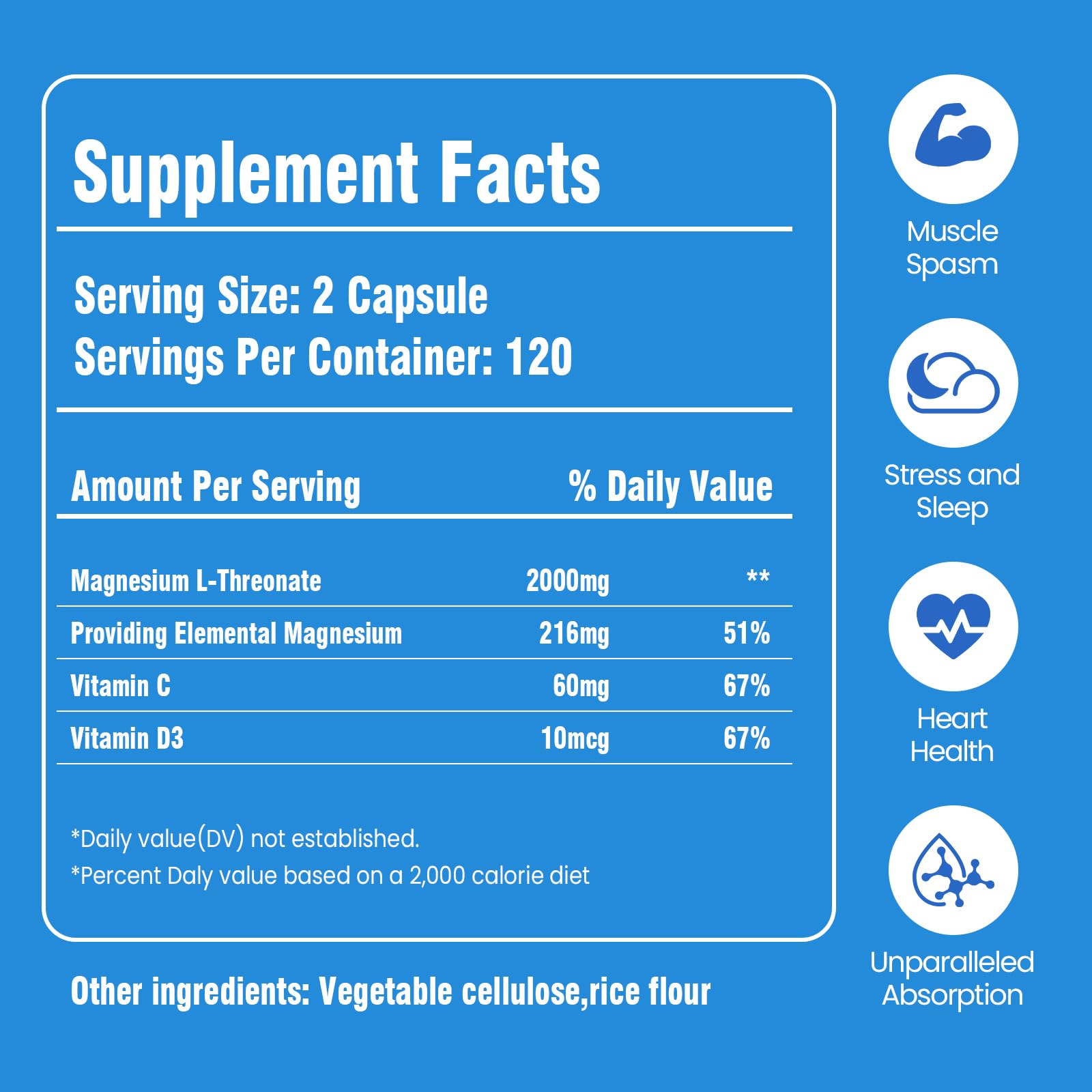 tupeou Magnesium L-Threonate Capsules 2000mg with measuring spoon