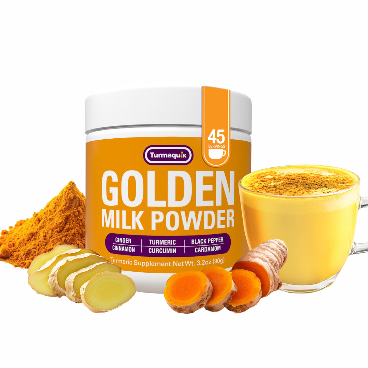 Turmaquik Golden Milk Powder 90g front view with packaging