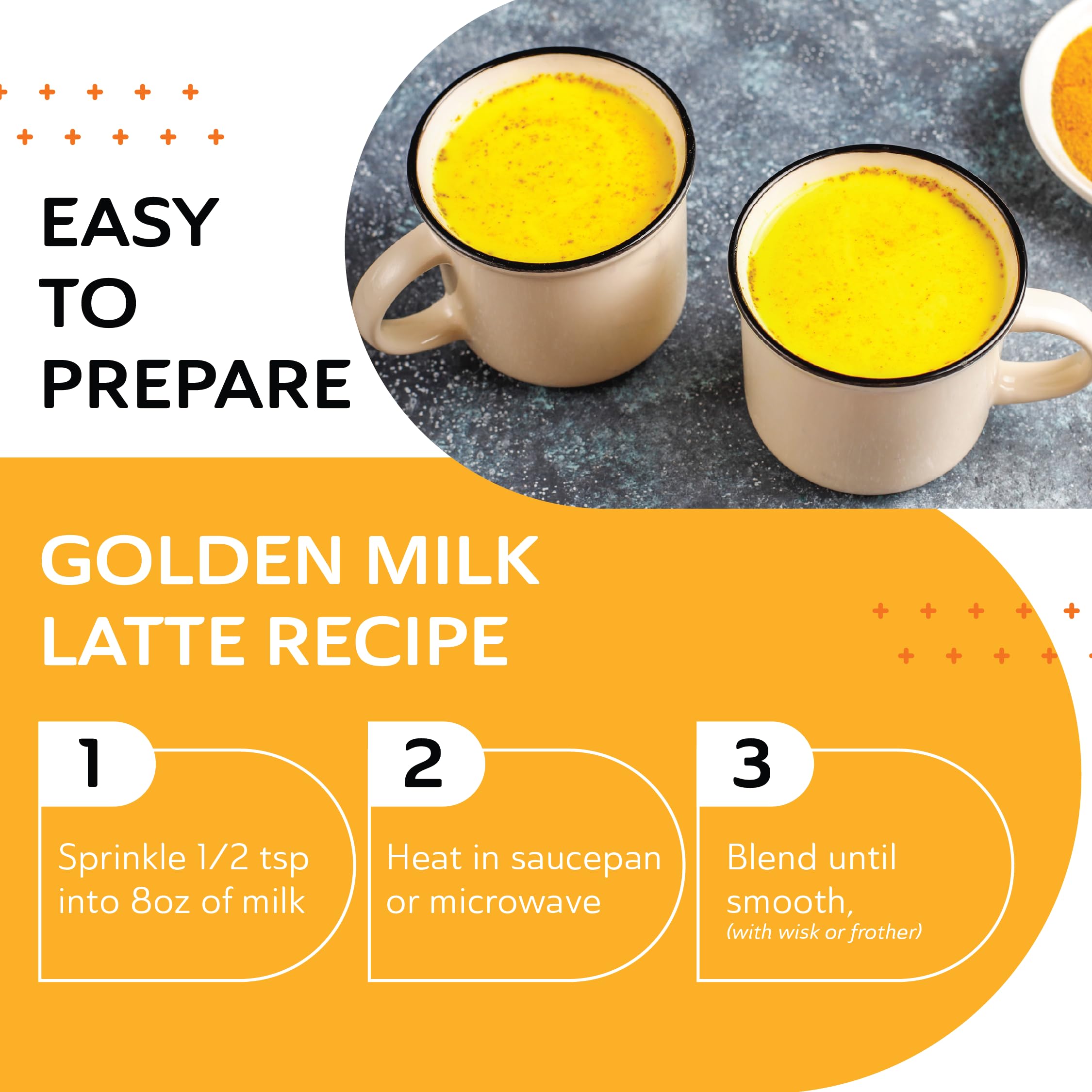 Turmaquik Golden Milk Powder 90g lifestyle scene with cup