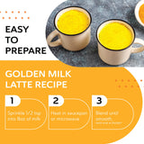 Turmaquik Golden Milk Powder 90g packaging with turmeric roots