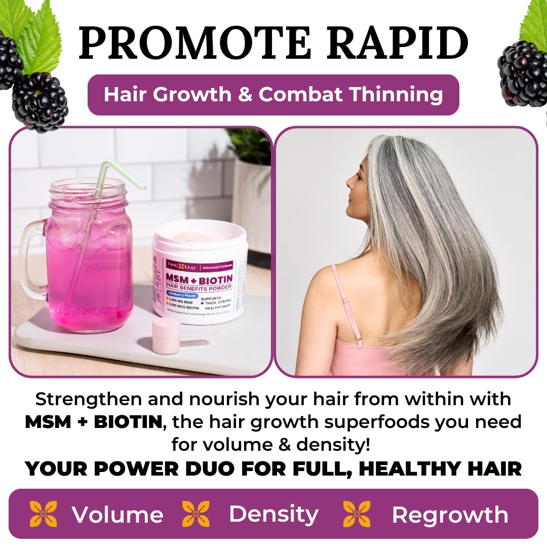 Twig & Leaf MSM Biotin Powder on a kitchen counter