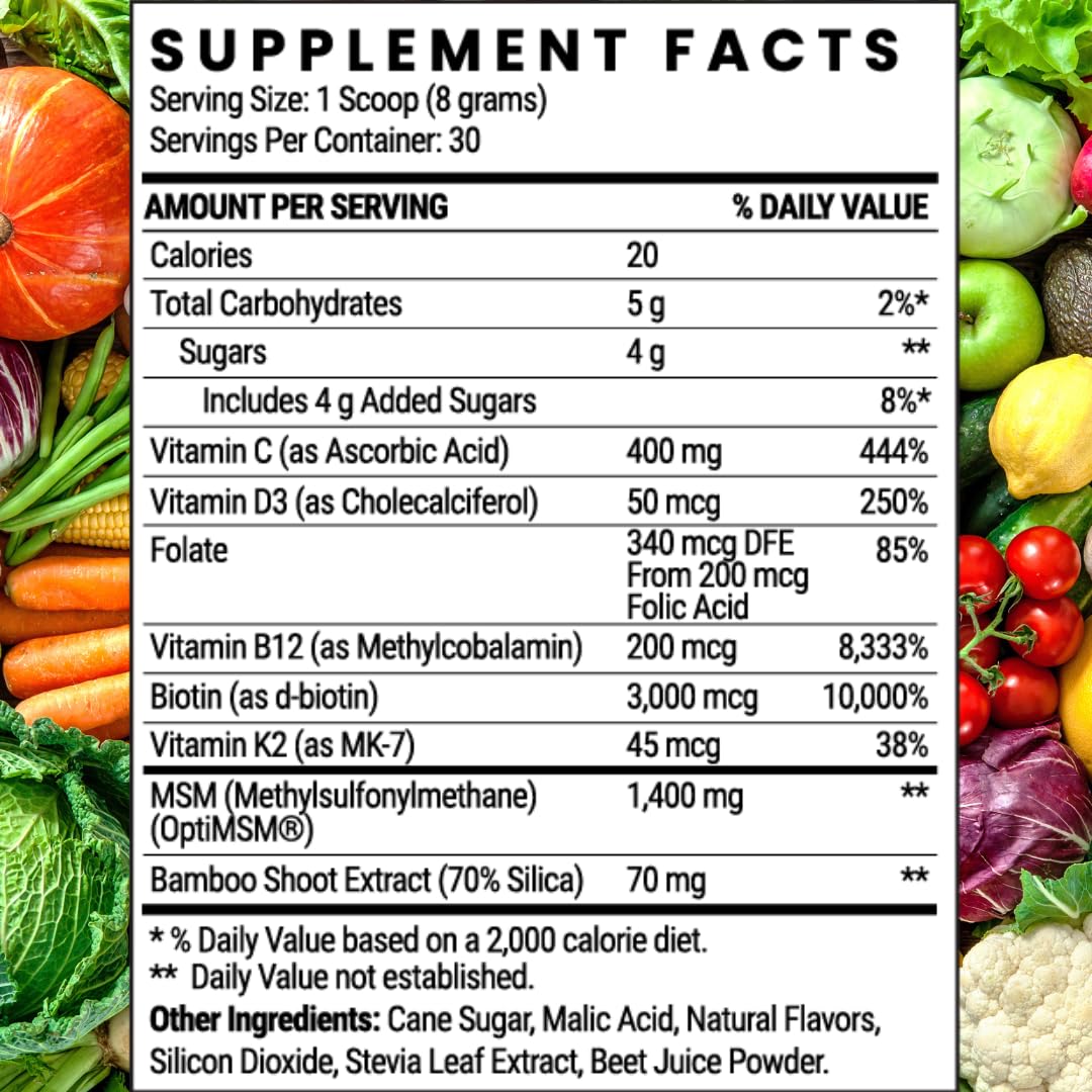 Twig & Leaf MSM Biotin Powder packaging side view