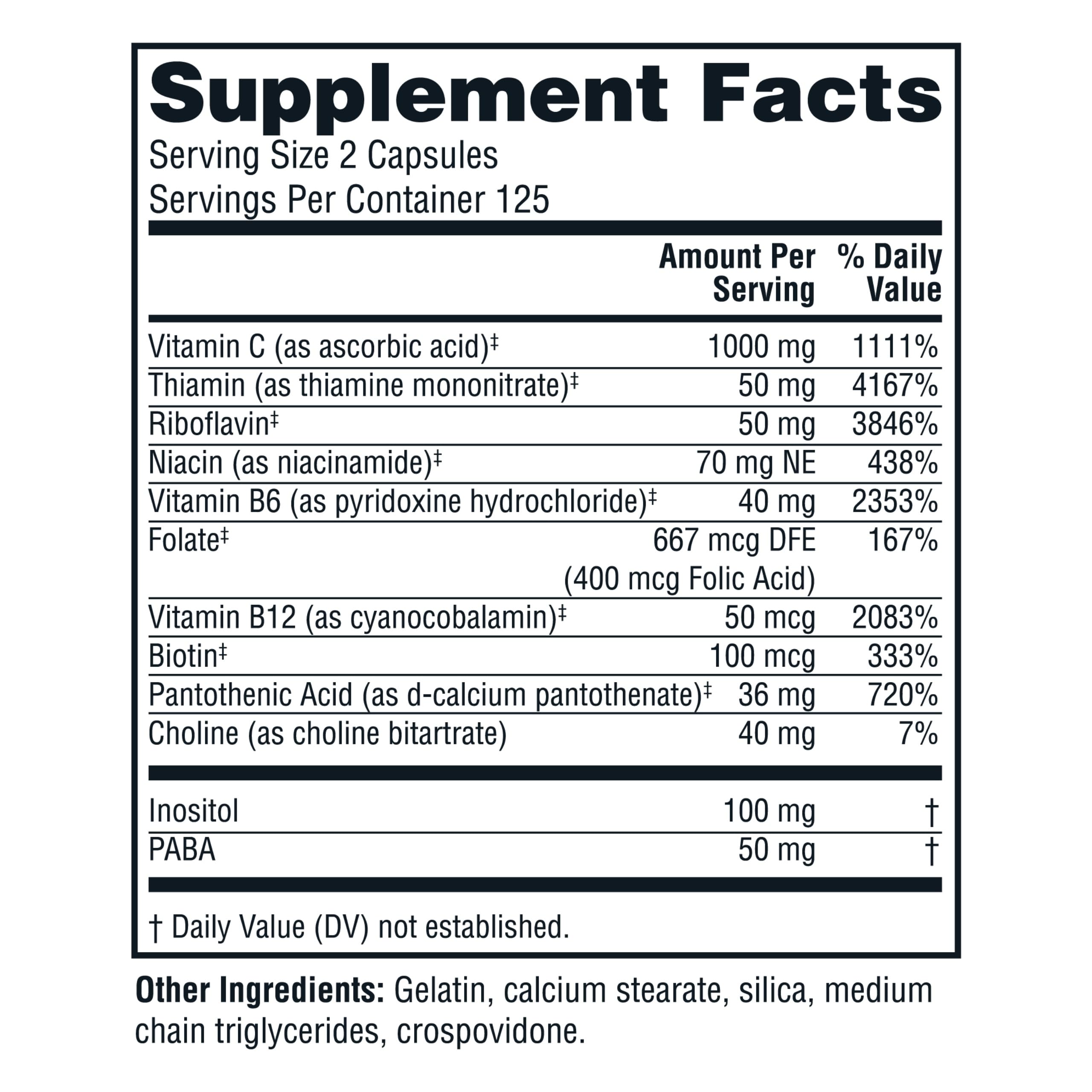 Twinlab B-Complex Energy Support Supplement back view