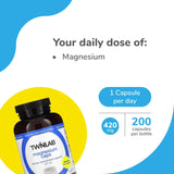 Twinlab Magnesium Caps 420mg back view with ingredient list