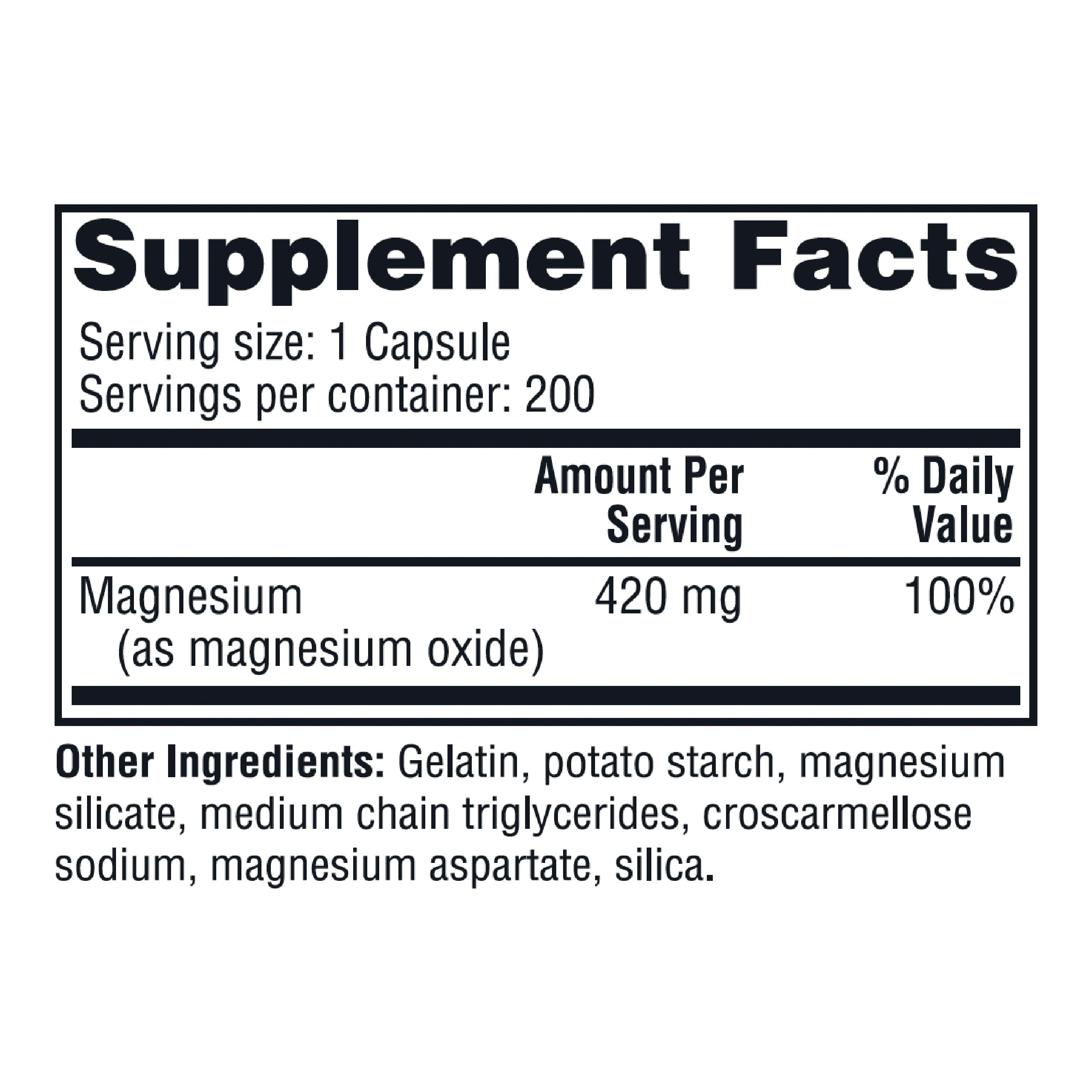 Twinlab Magnesium Caps 420mg side view showing dosage information