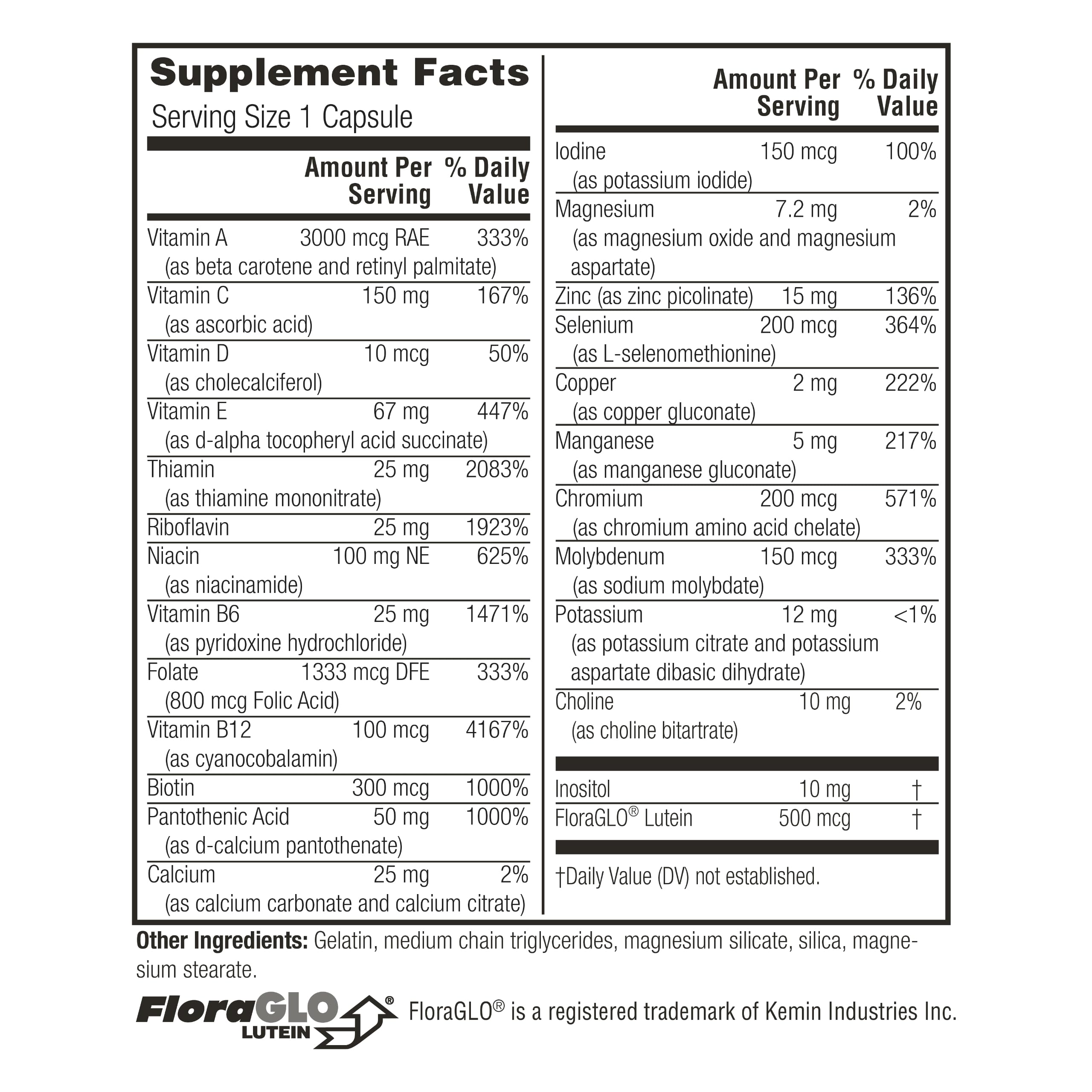 Twinlab Multivitamin & Mineral Supplement side view