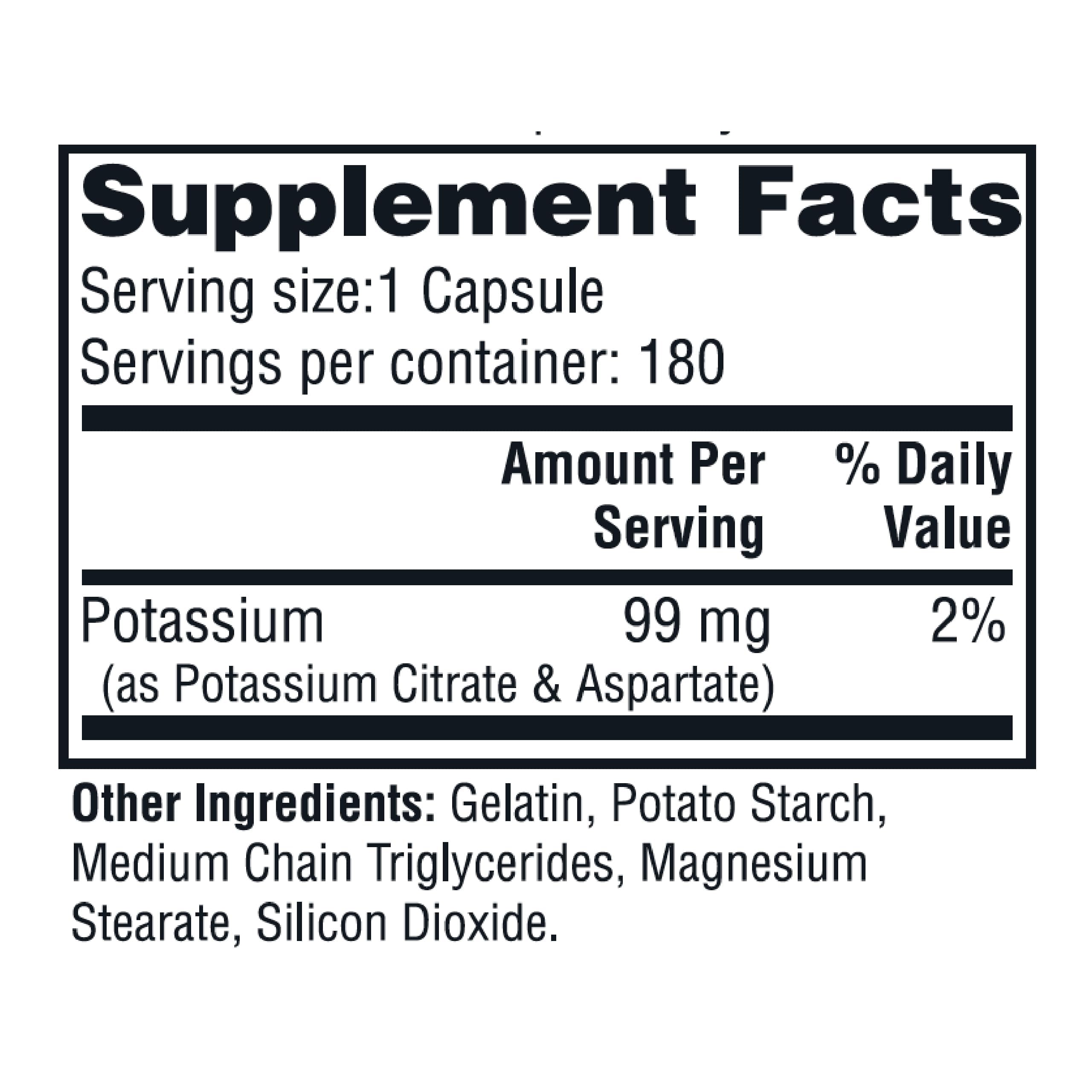 Twinlab Potassium Citrate Supplement 99mg back view