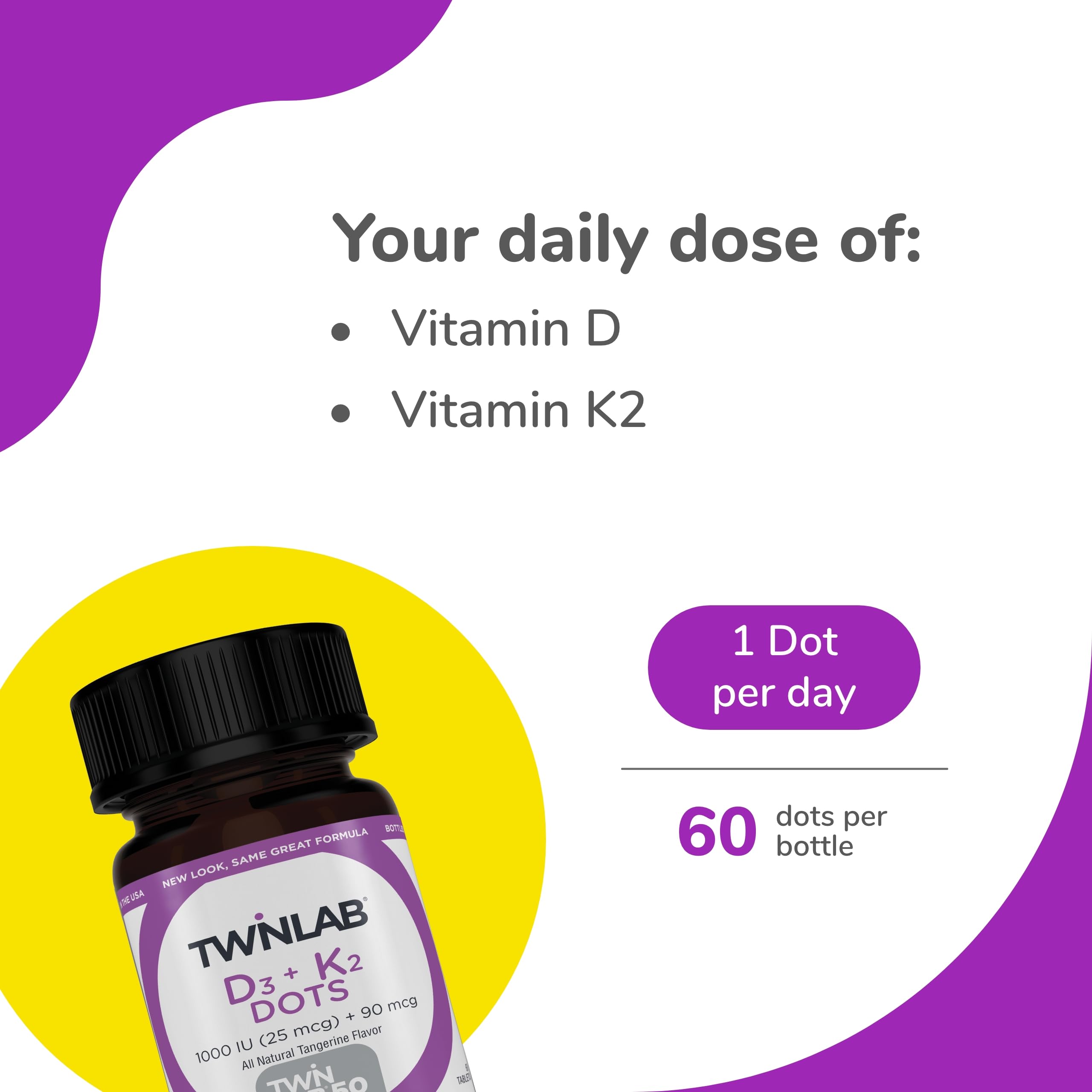 Twinlab Vitamin D3 + K2 Dots back view with ingredient list