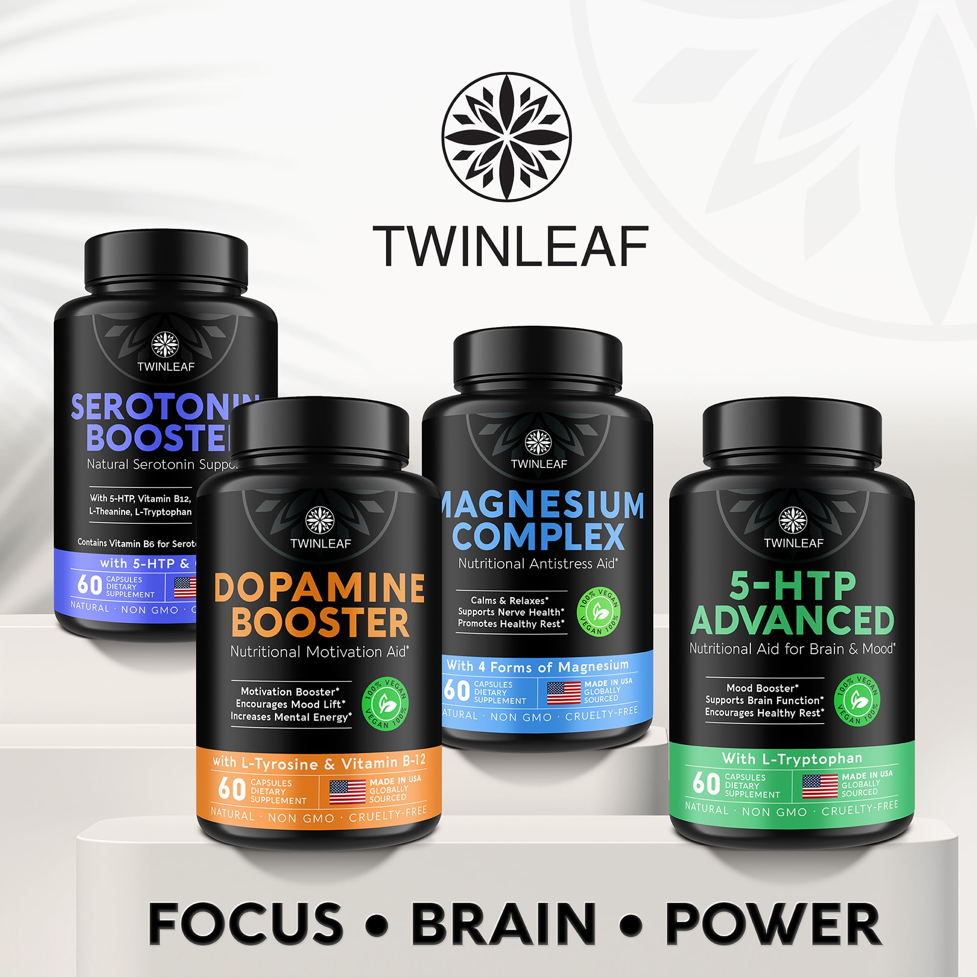 TWINLEAF NUTRITION 5-HTP supplement packaging details