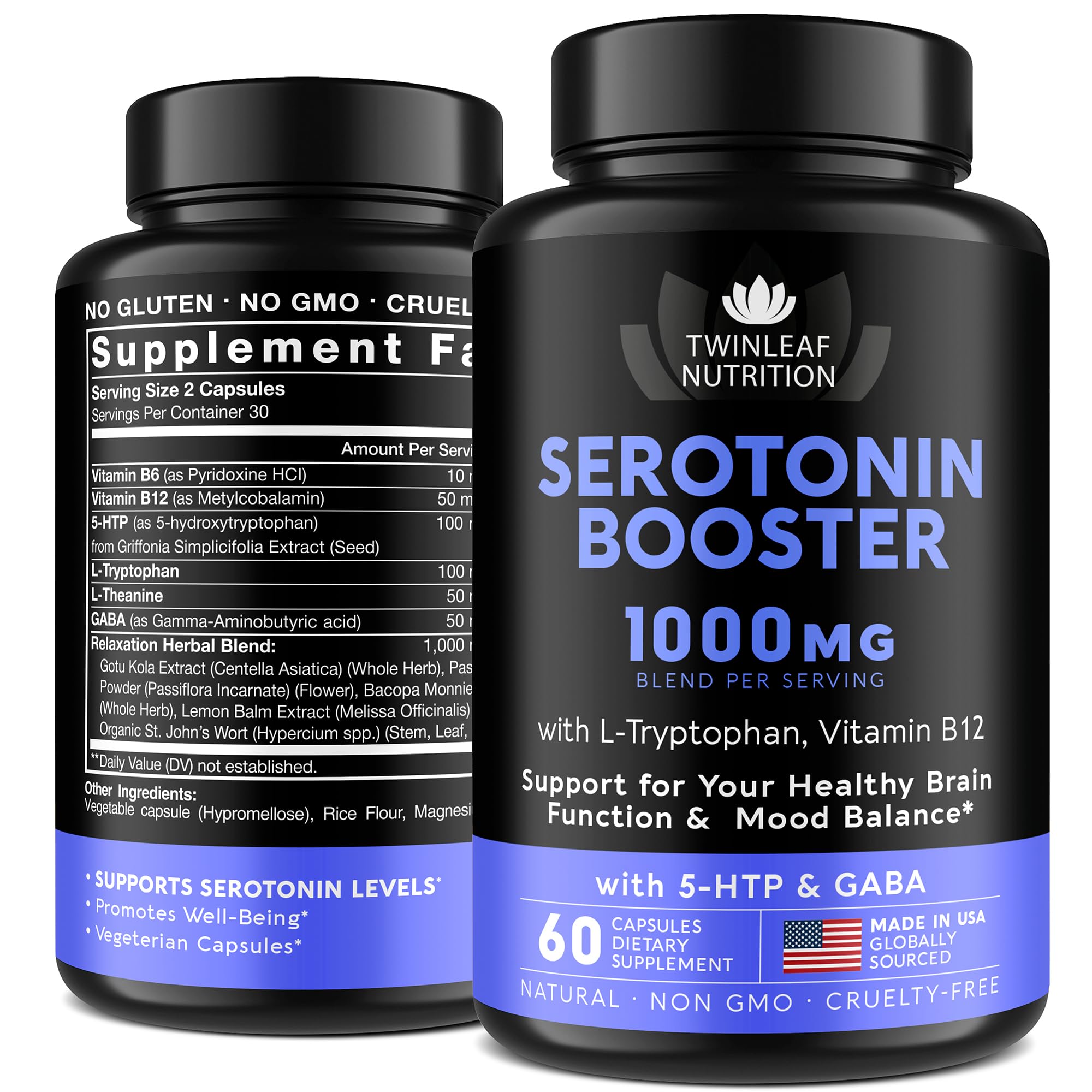 TWINLEAF NUTRITION Serotonin Support Supplement 5-HTP front view