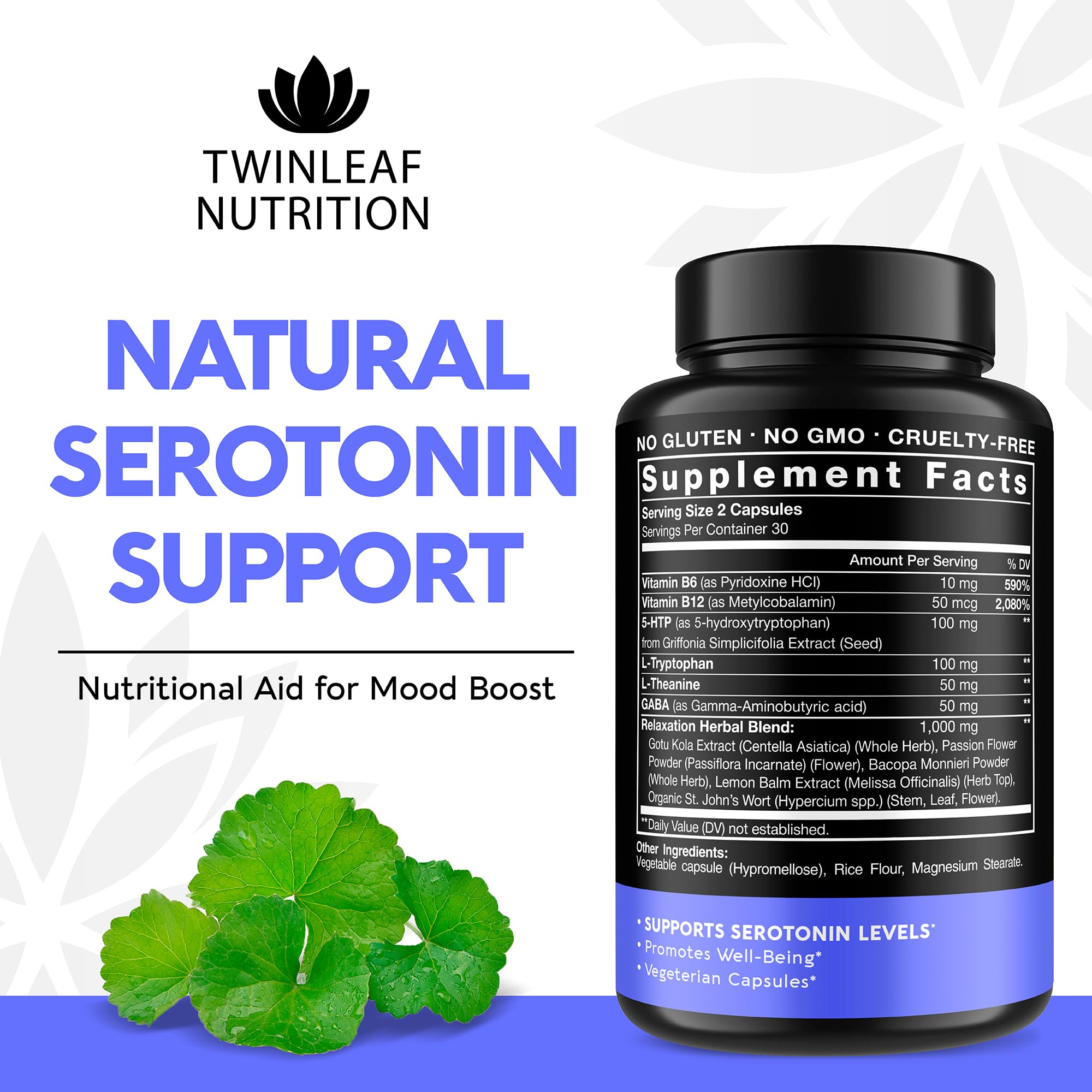 TWINLEAF NUTRITION Serotonin Support Supplement 5-HTP side view