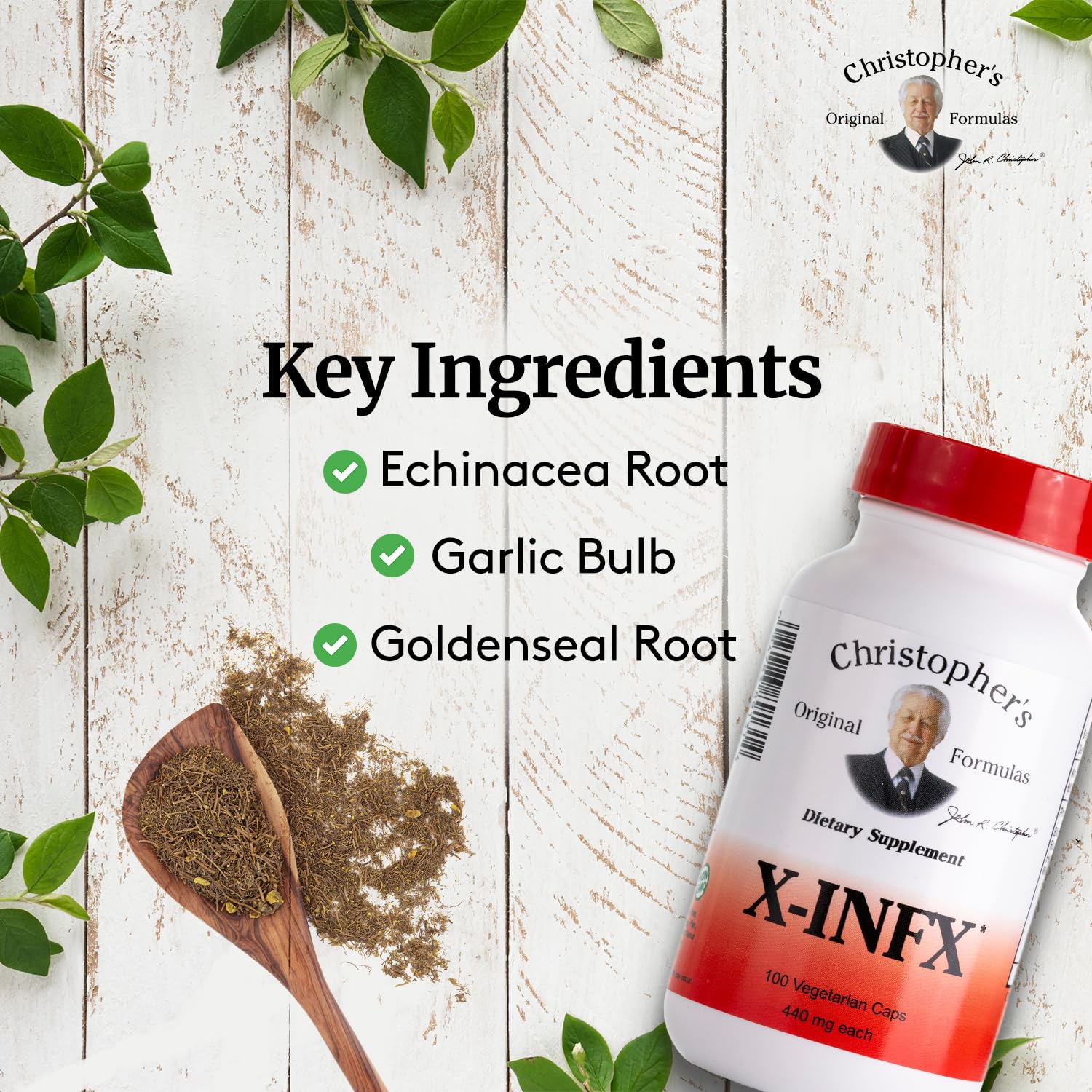 Two bottles of Christopher's Original Formulas daily wellness Support Capsules