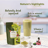 Two Brothers India Farms Moringa Powder mixed in a smoothie