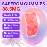 Two MEENCCD Saffron Gummies on a white background