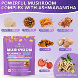 TWOHHACC Mushroom Gummies mixed fruit flavour close-up