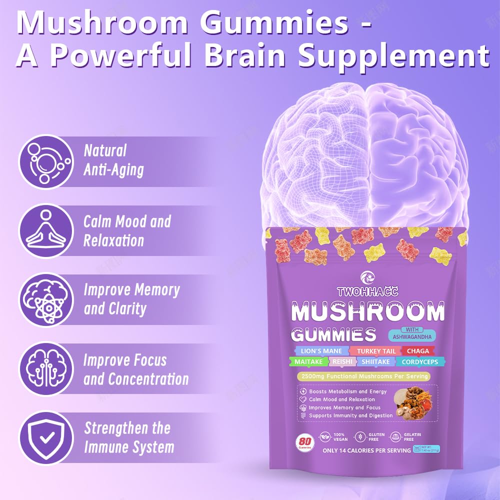TWOHHACC Mushroom Gummies side view showing texture