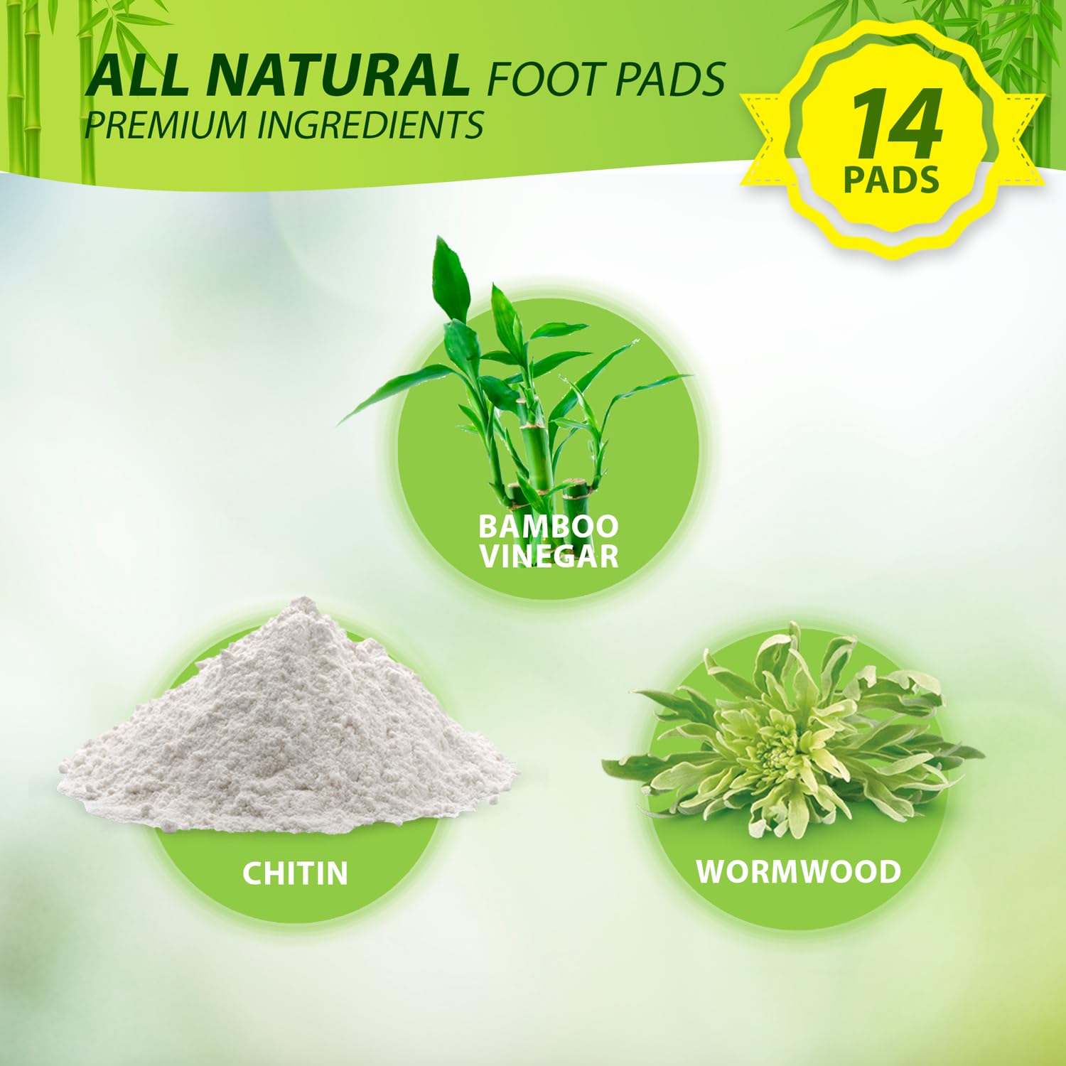 TXL Active Bamboo Charcoal Foot Pads with bamboo vinegar and wormwood ingredients