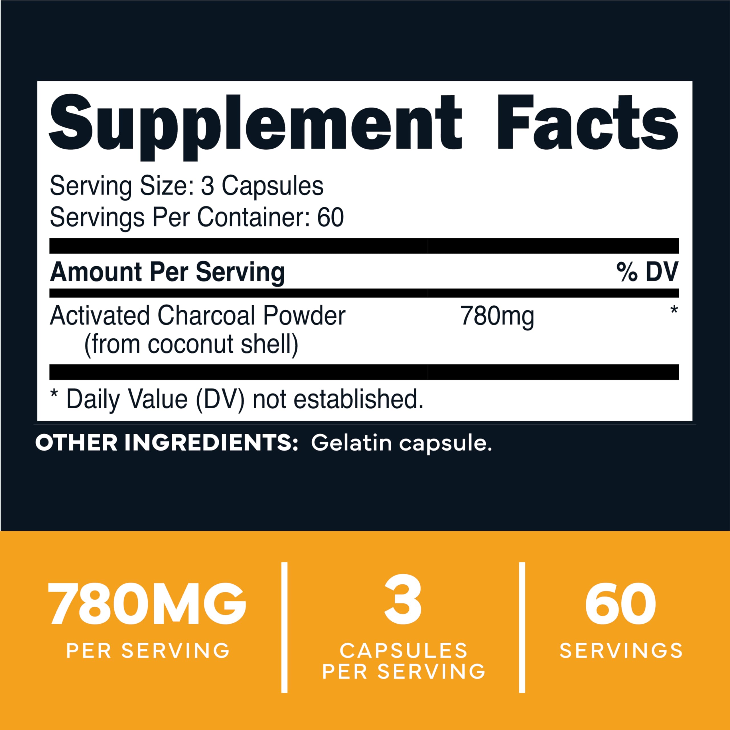 Type Zero Activated Charcoal Capsules 180 count bottle