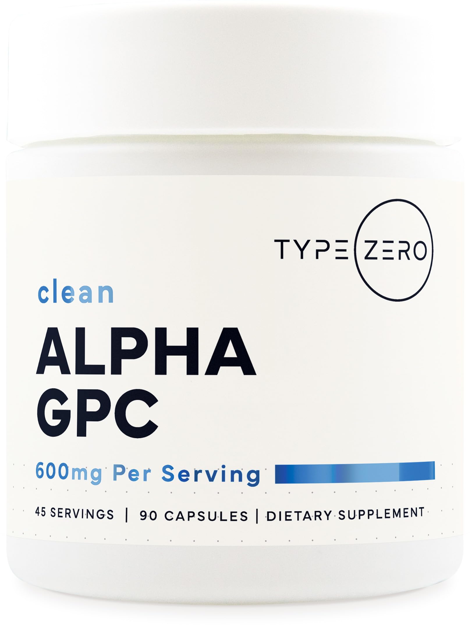 Type Zero Alpha GPC 600mg supplement bottle front view