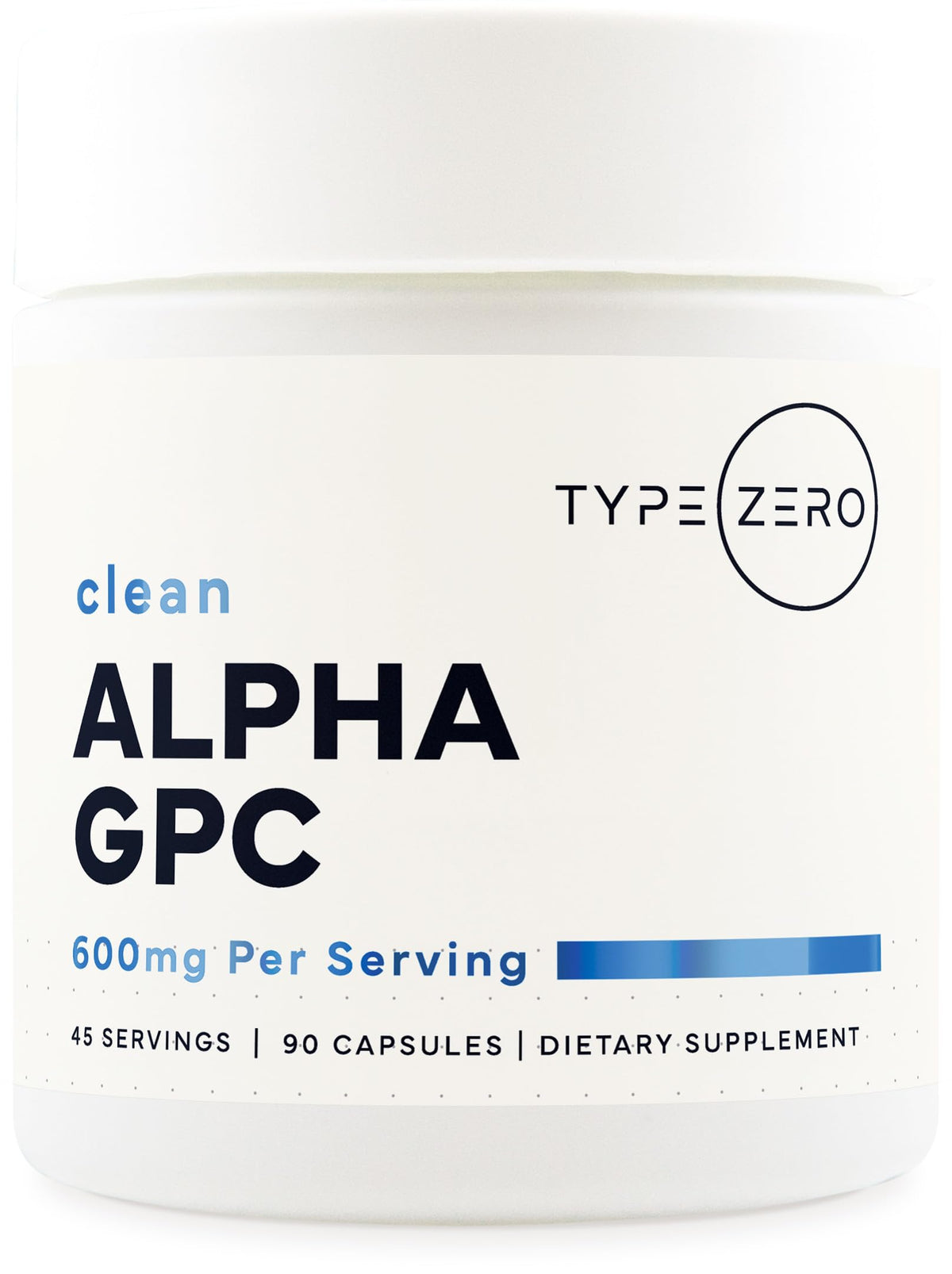 Type Zero Alpha GPC 600mg supplement bottle front view
