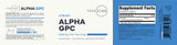 Type Zero Alpha GPC bottle with dosage information