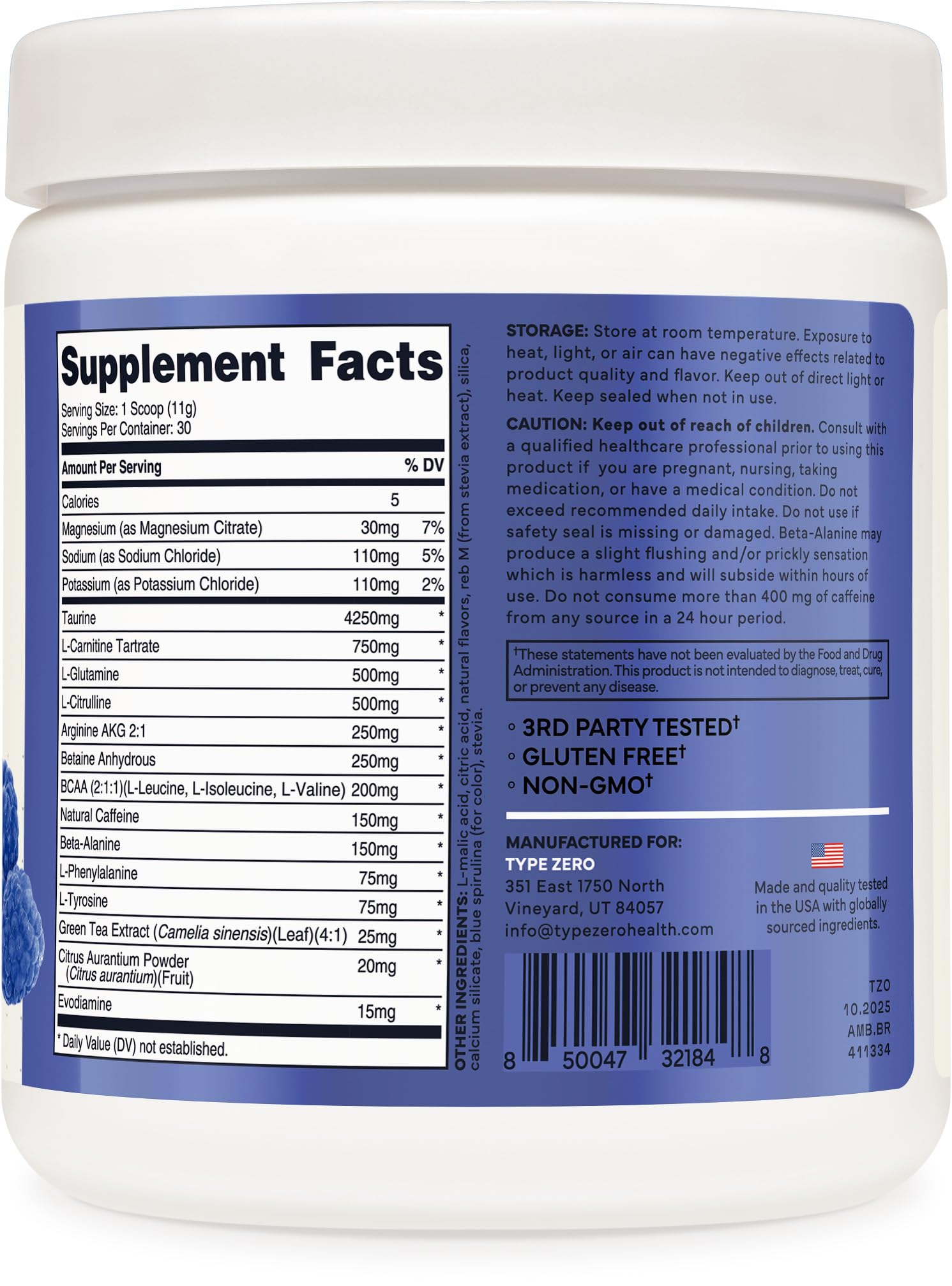 Type Zero Amino Burn Vegan BCAA Powder mixed in a glass of water
