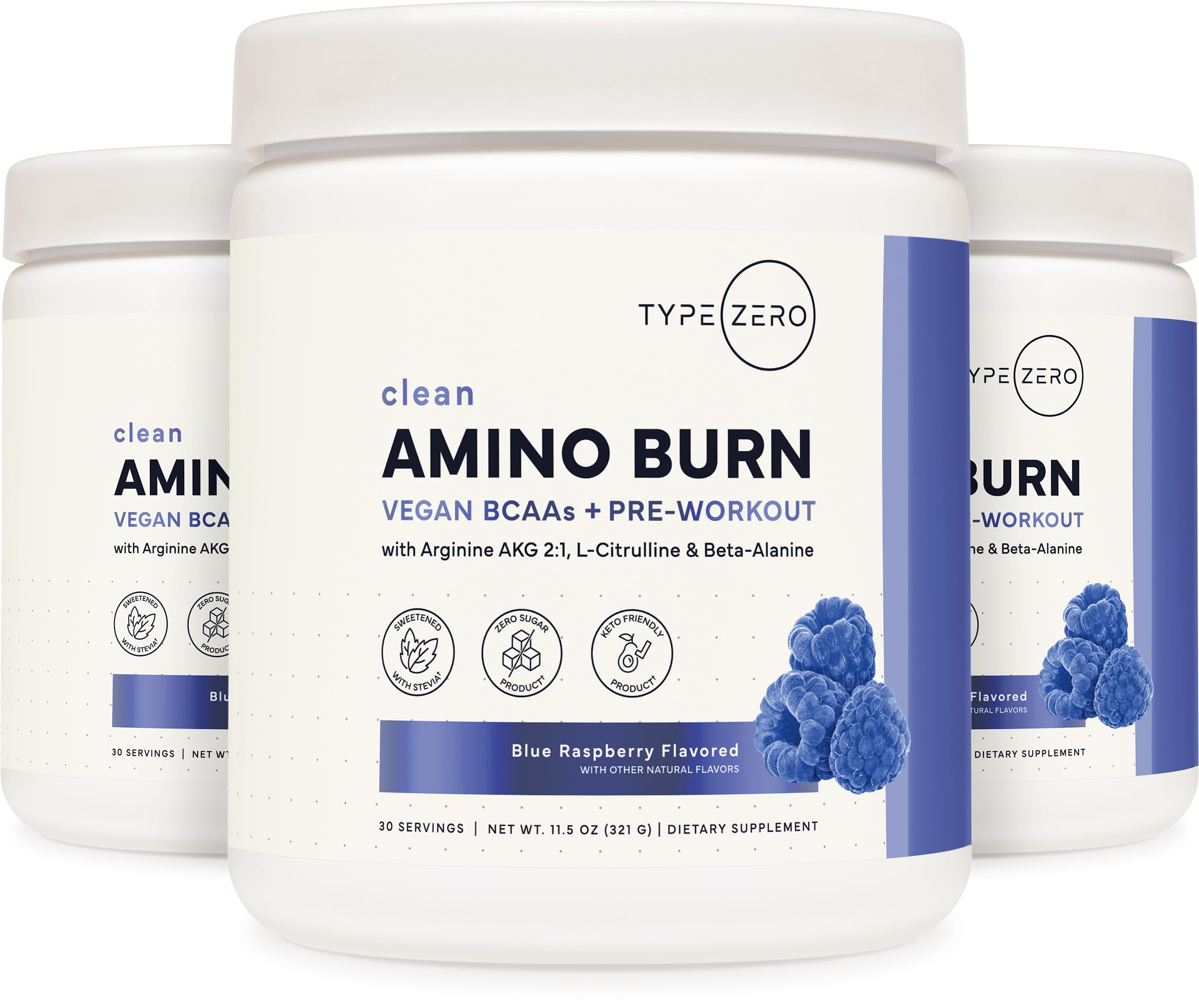 Type Zero Amino Burn Vegan BCAA Powder with workout gear