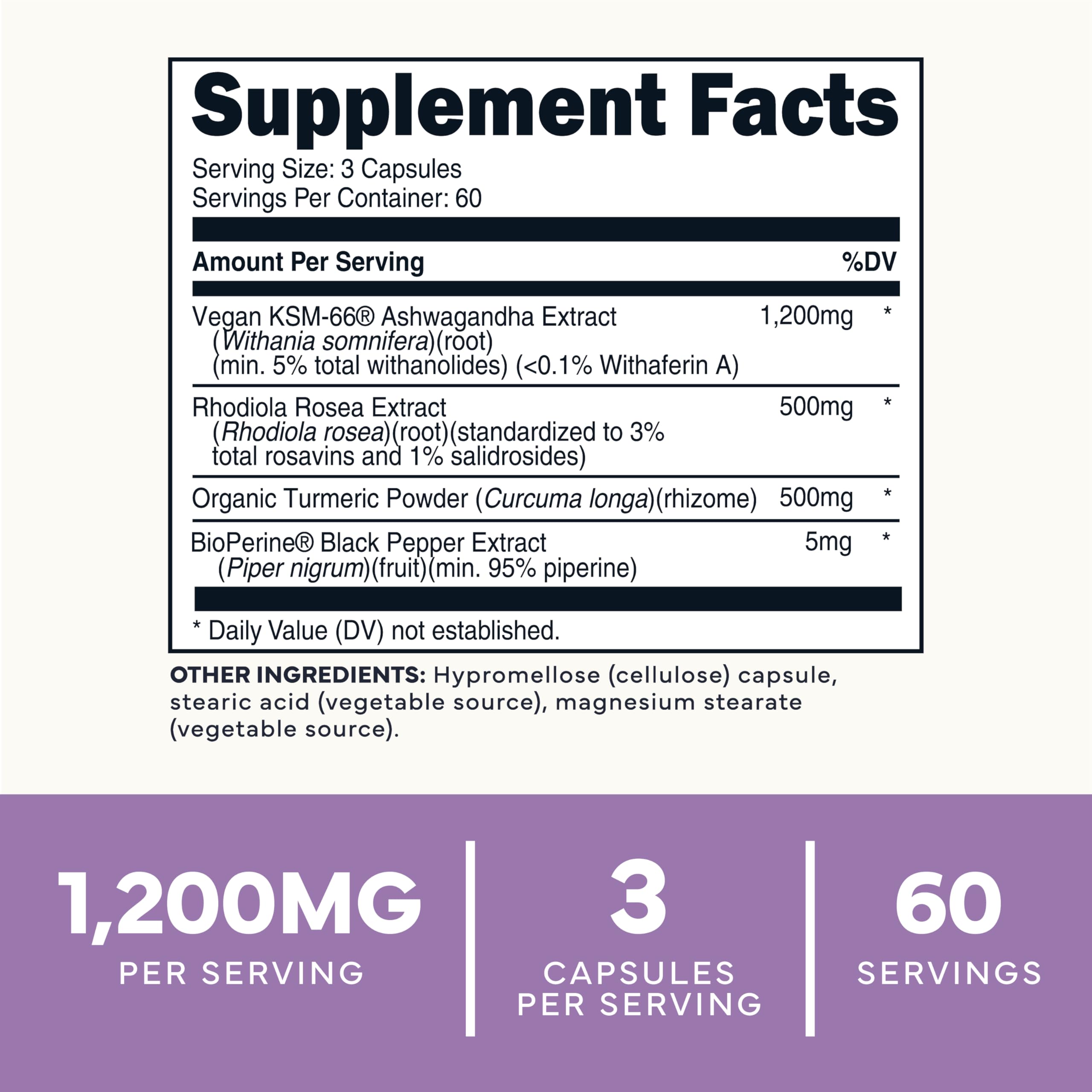 Type Zero Ashwagandha Supplement bottle side view