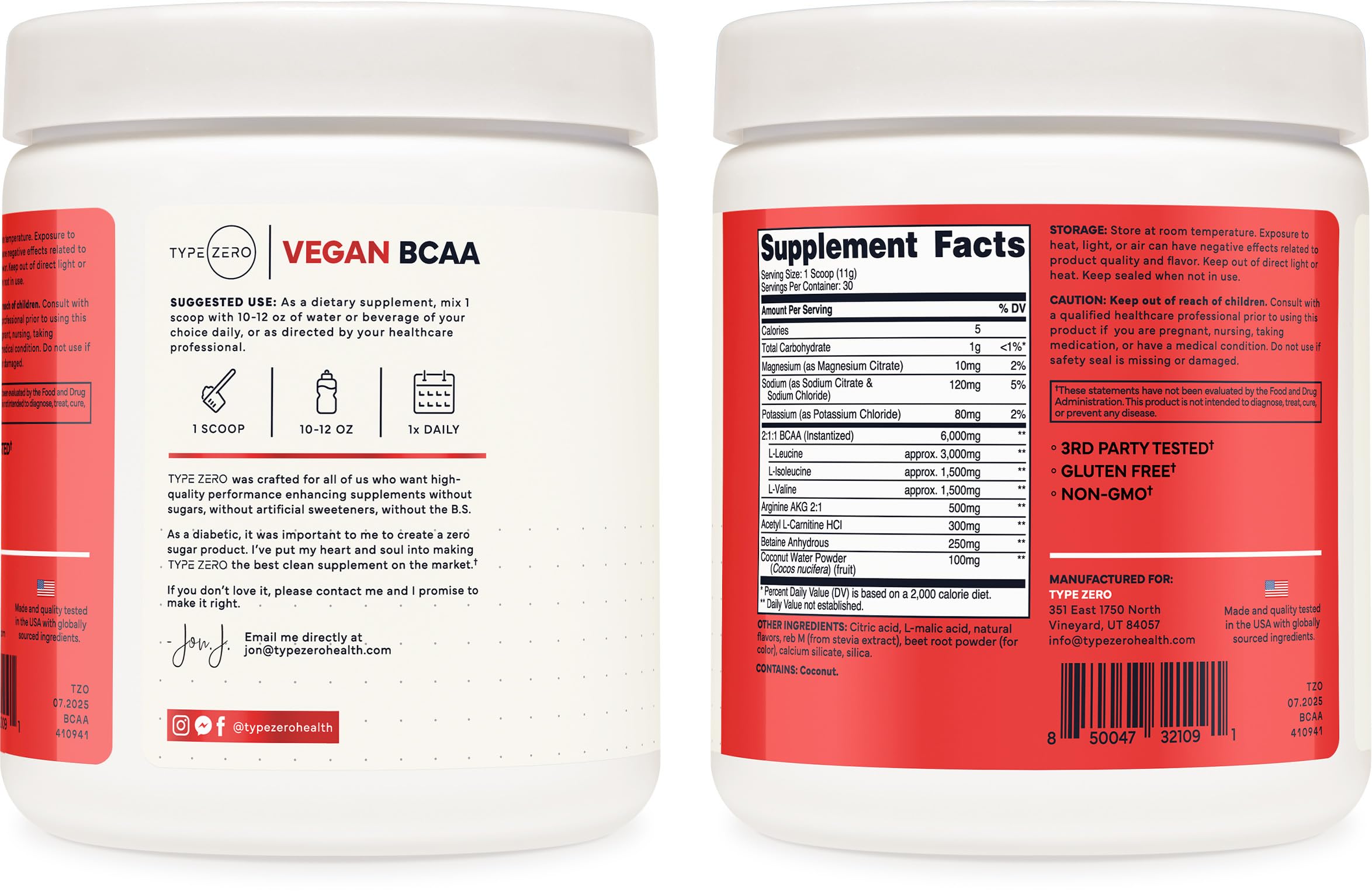Type Zero BCAA Powder Tropical Fruit Punch on a gym table
