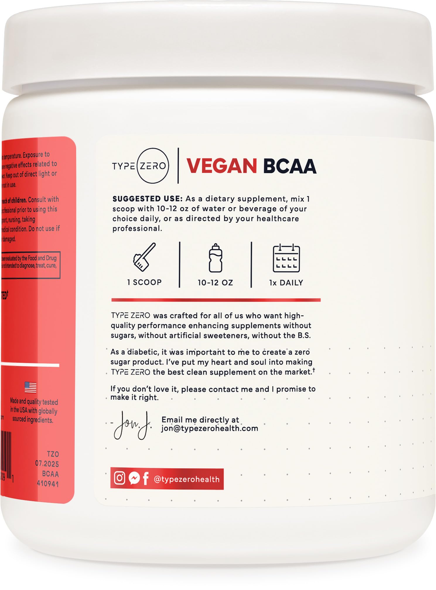 Type Zero BCAA Powder Tropical Fruit Punch scoop included