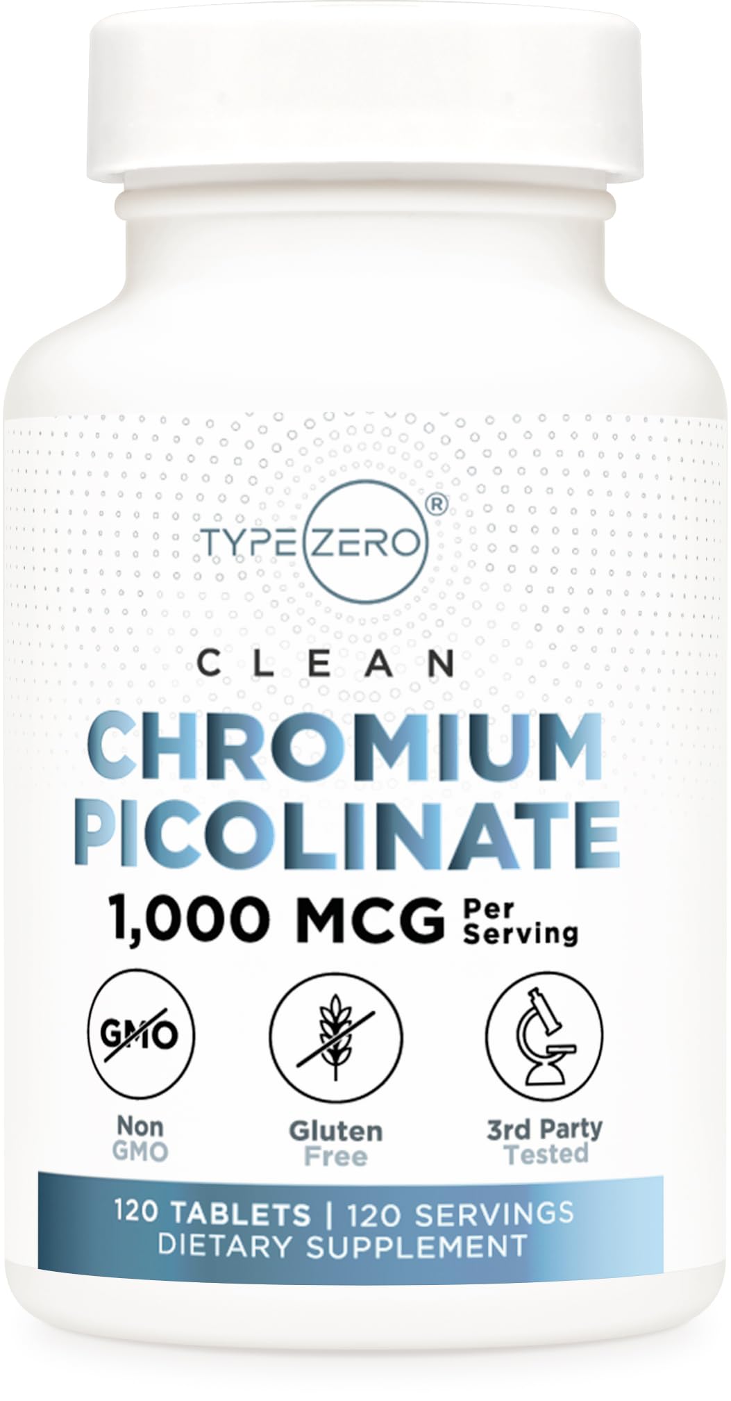 Type Zero Chromium Picolinate Tablets bottle front view