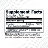 Type Zero Chromium Picolinate Tablets side view showing label