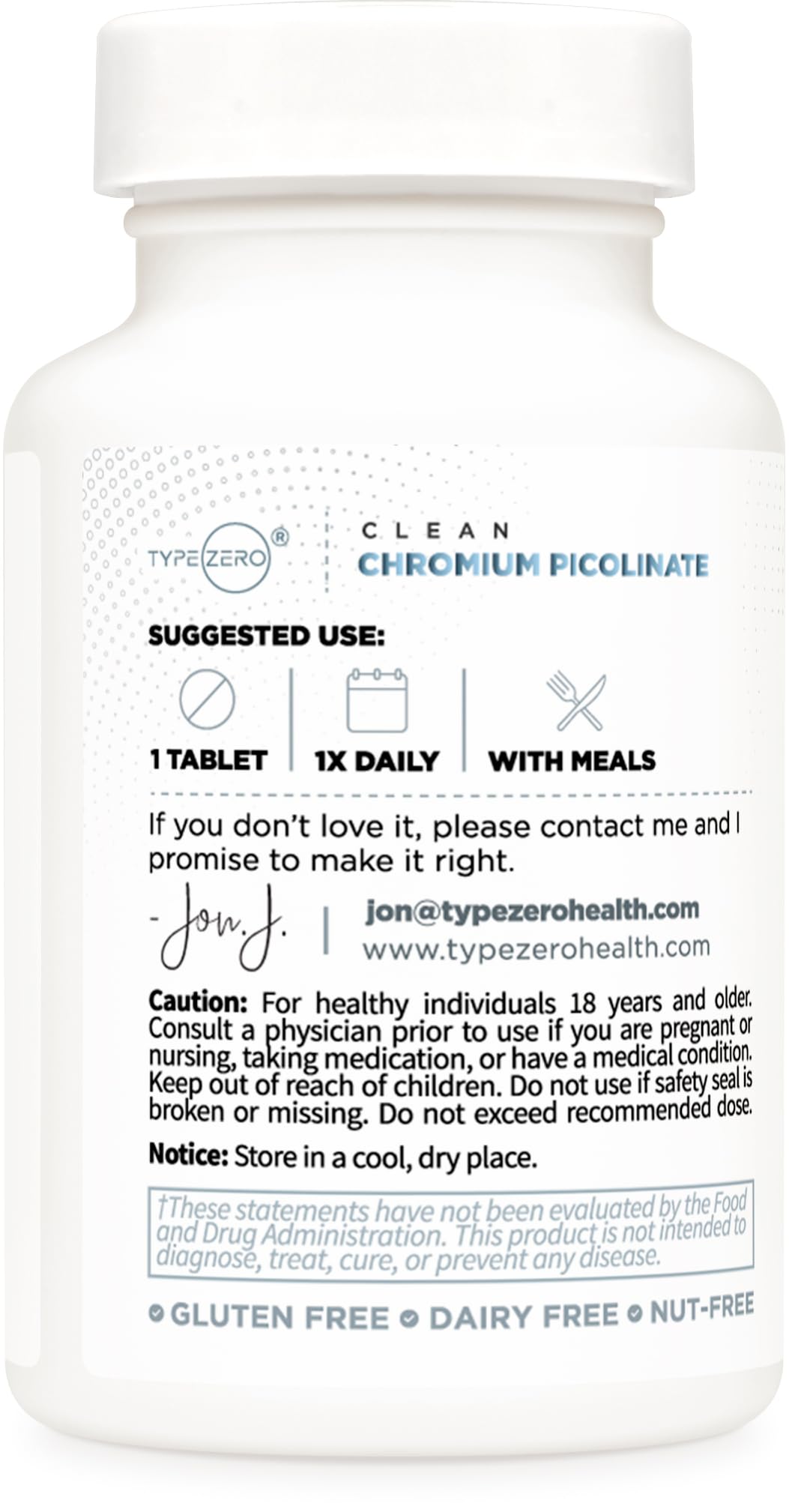 Type Zero Chromium Picolinate Tablets tablets close-up
