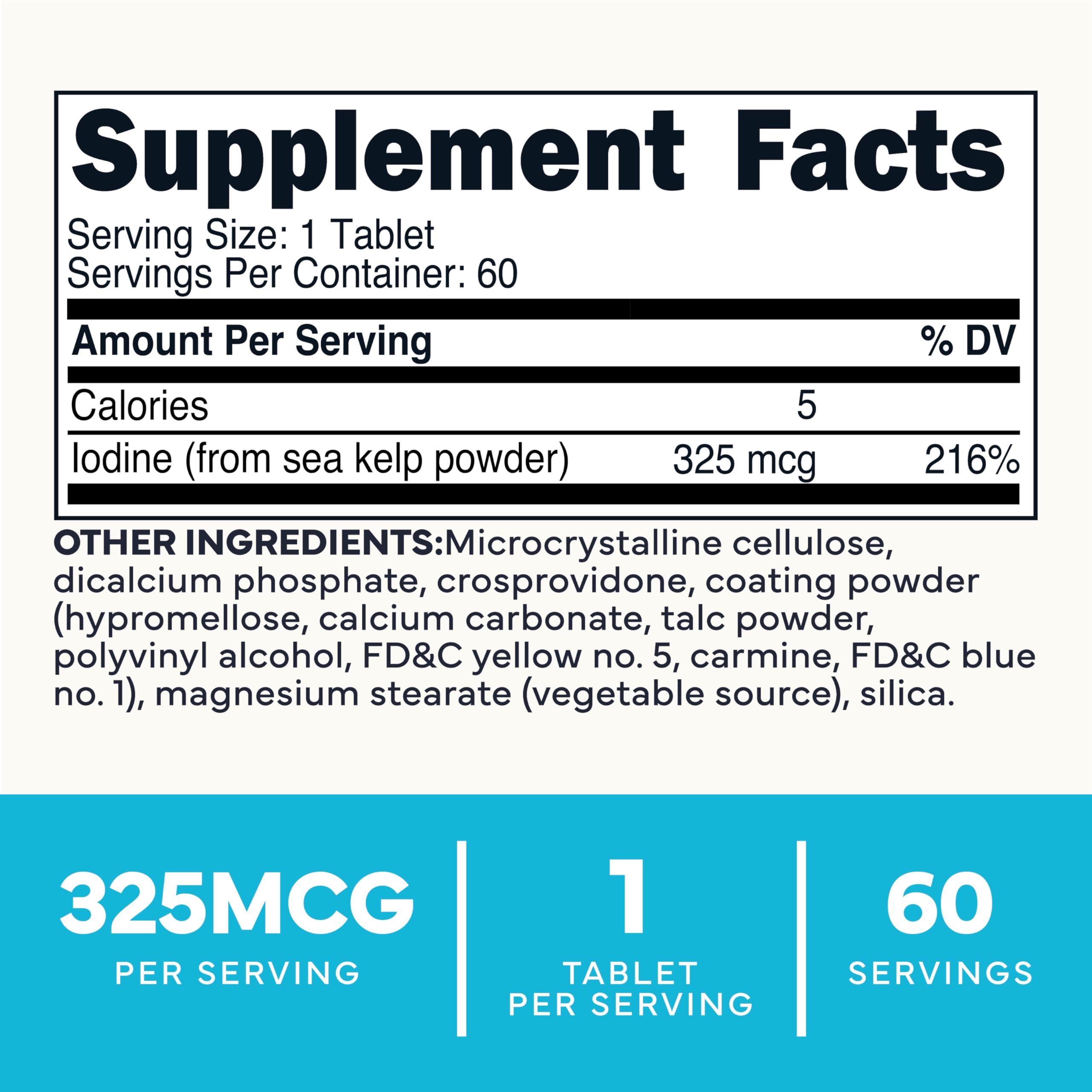 Type Zero Clean Iodine Tablets 325 MCG bottle side view