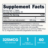 Type Zero Clean Iodine Tablets 325 MCG bottle side view