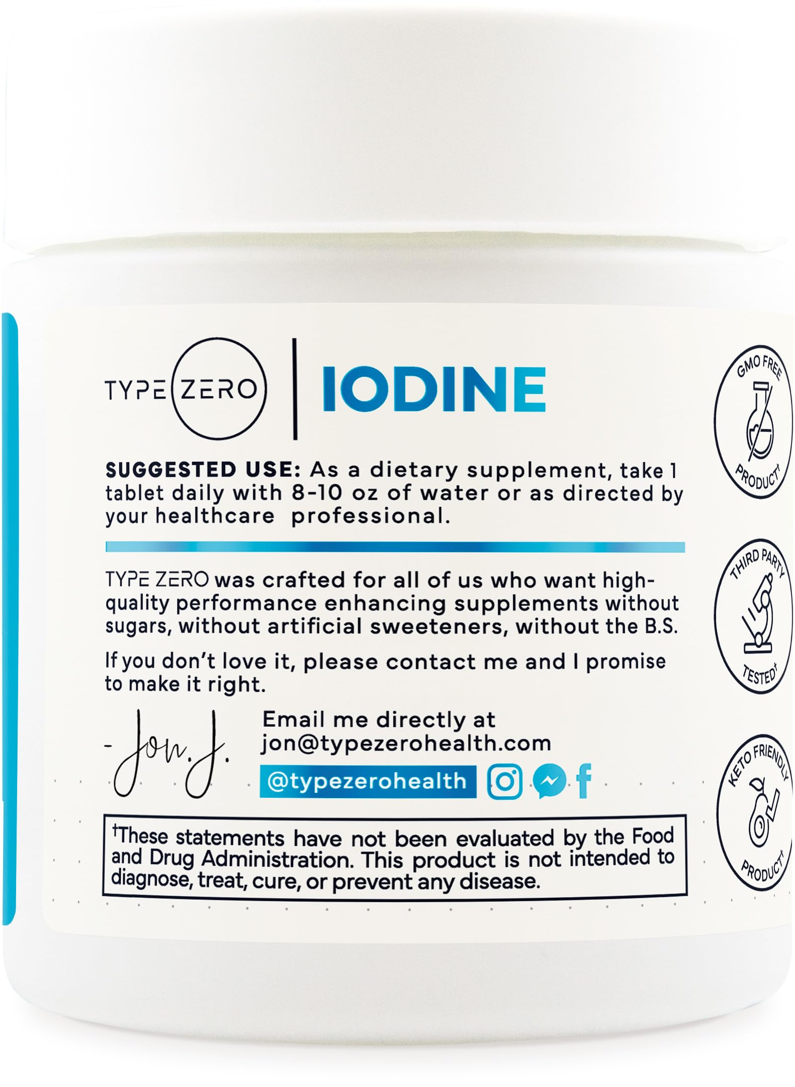 Type Zero Clean Iodine Tablets 325 MCG close-up of tablets