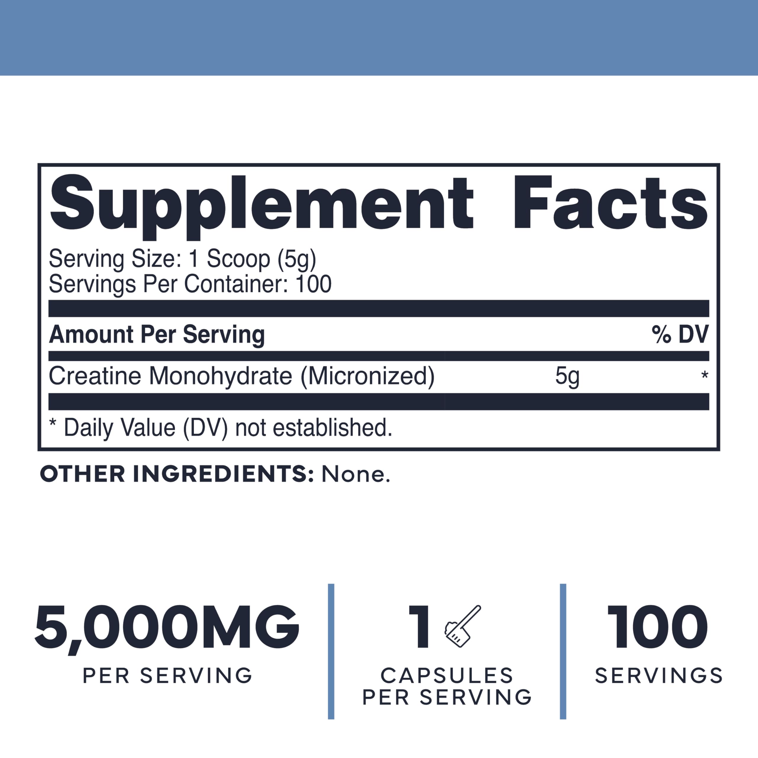 Type Zero Creatine Monohydrate 500g back view with nutritional information