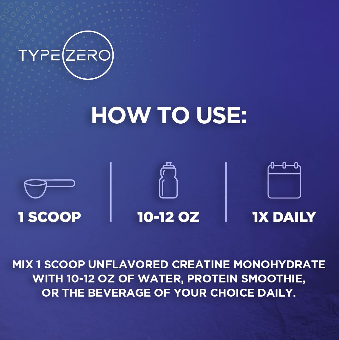 Type Zero Creatine Monohydrate on a gym bench